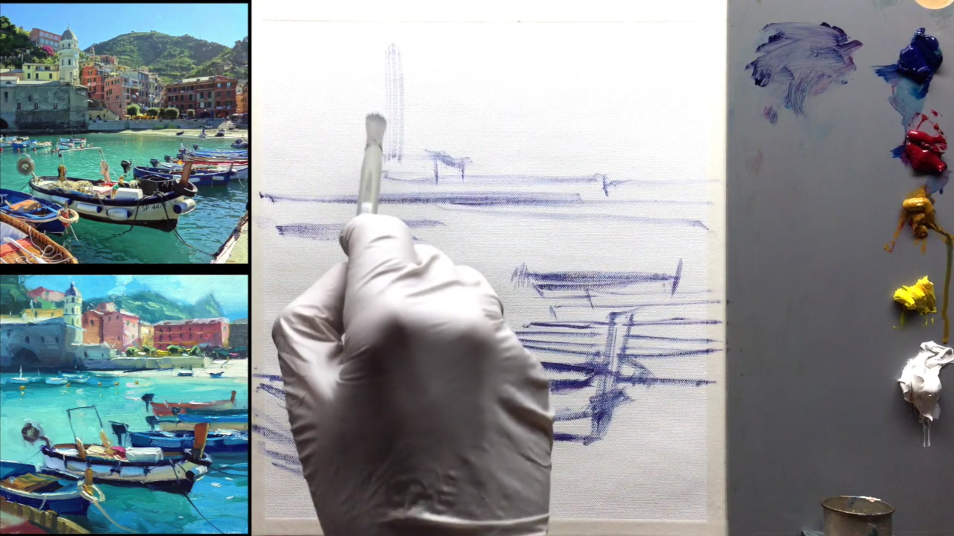 Step 2 — Dark Values and Shadows (video frame from the lesson)