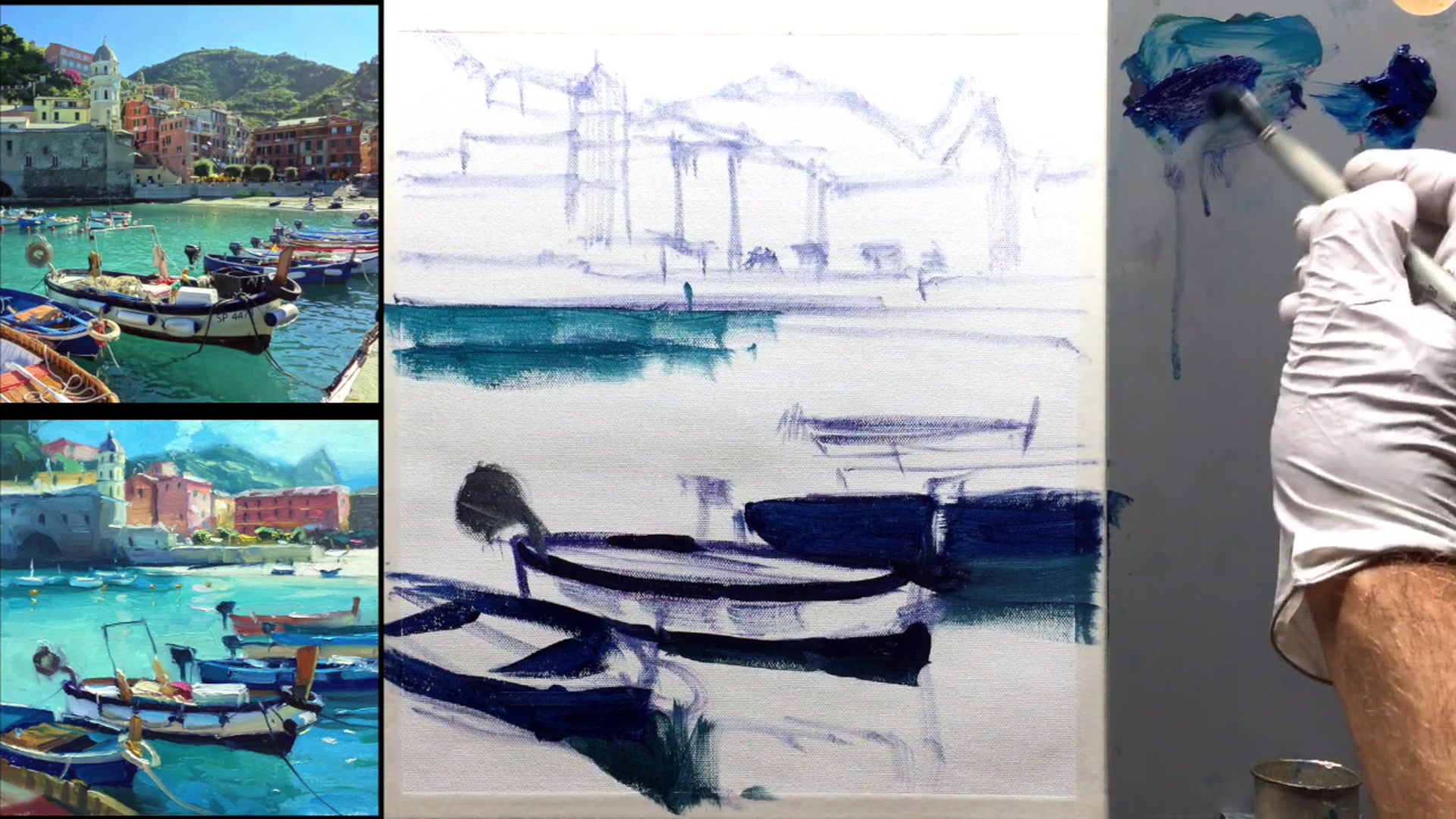 Step 5 — Mixing Grays for the Village (video frame from the lesson)