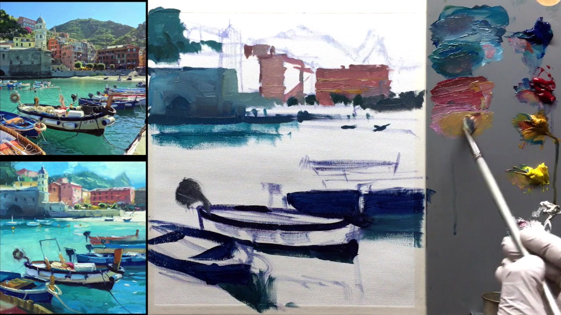 Step 7 — Light and Color in Shadows (video frame from the lesson)