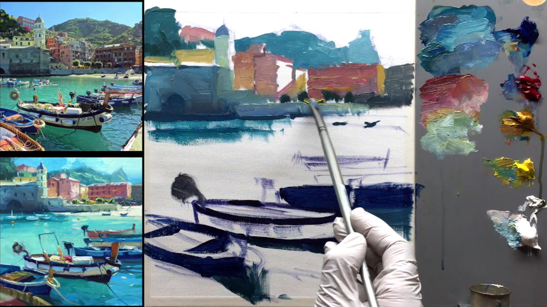 Step 10 — Boat and Water Reflections (video frame from the lesson)