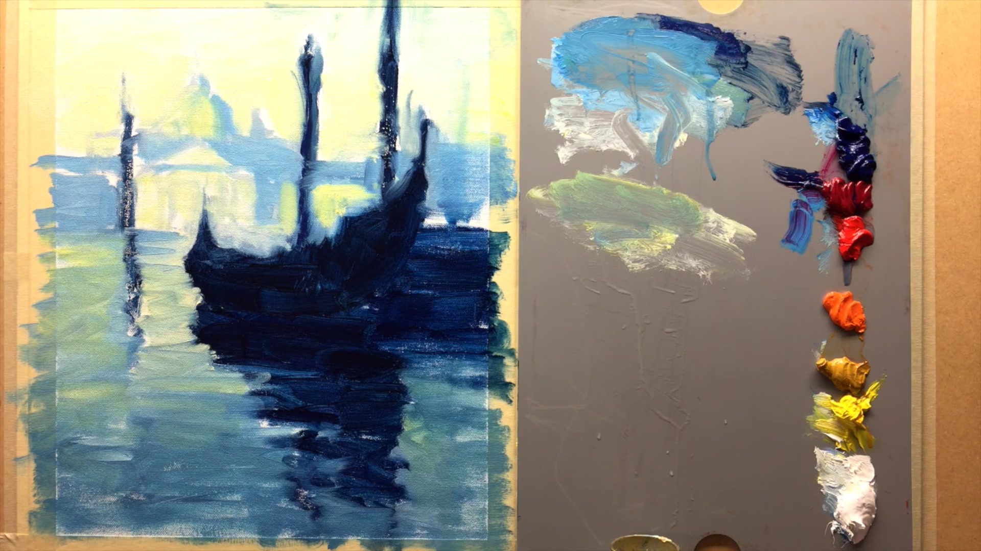 Step 7 — Adding Warm Light to Gondola (video frame from the lesson)