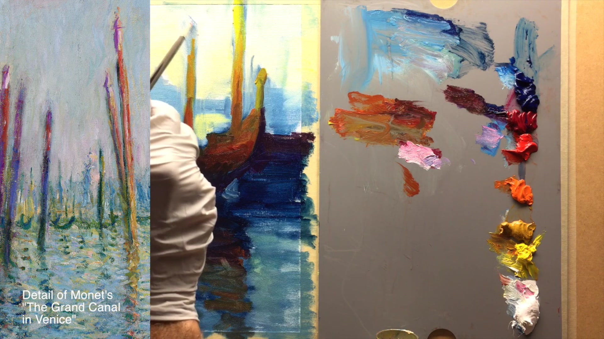 Step 9 — Painting the Church with Texture (video frame from the lesson)