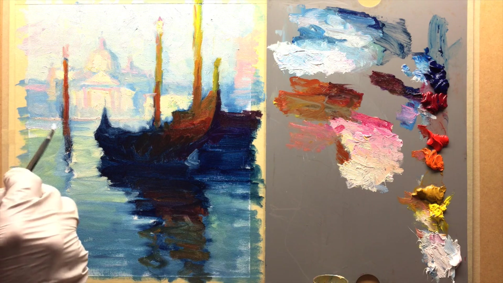 Step 12 — Reflecting Colors in Water (video frame from the lesson)