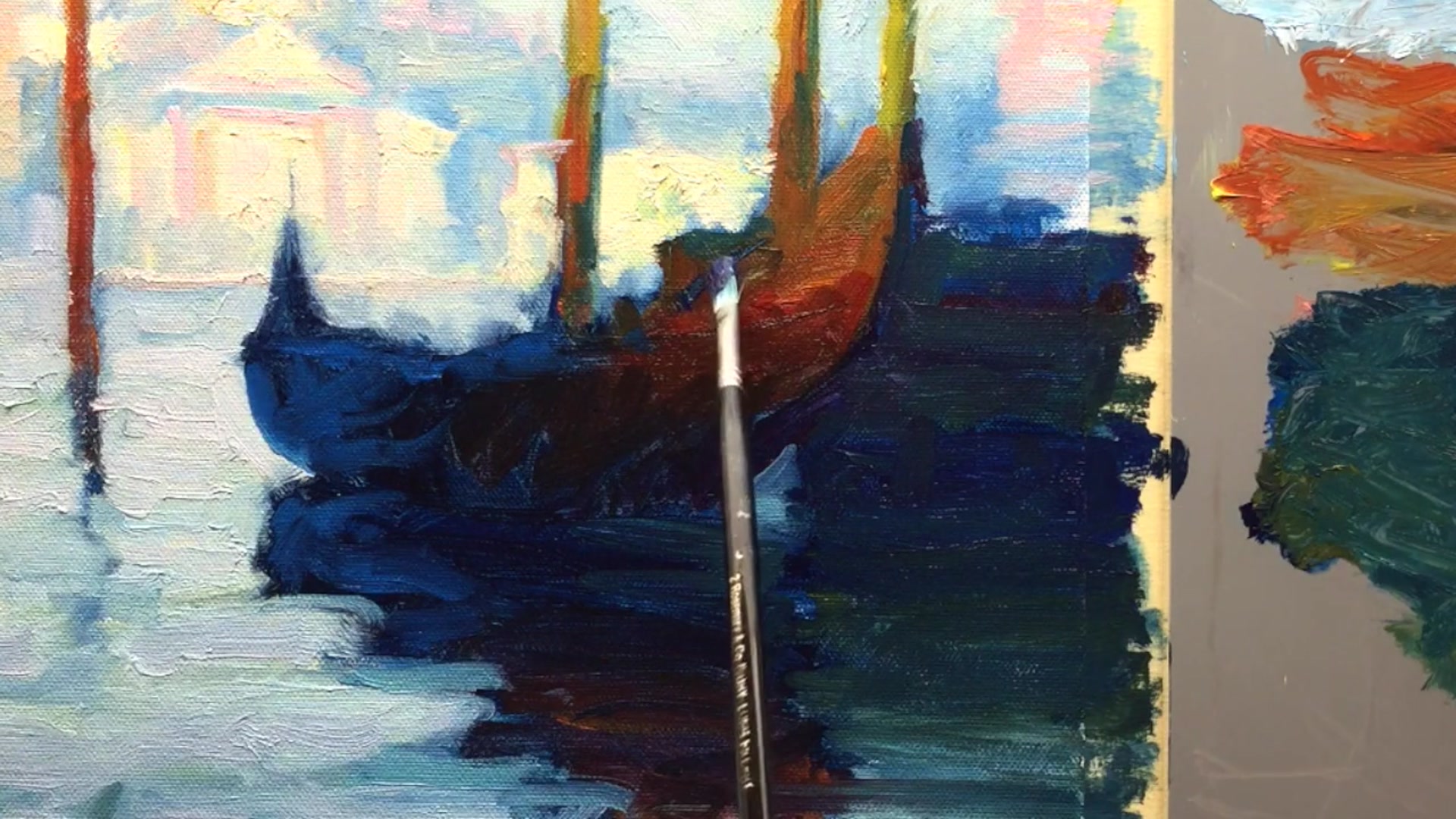 Step 14 — Reflections and Waterline Details (video frame from the lesson)