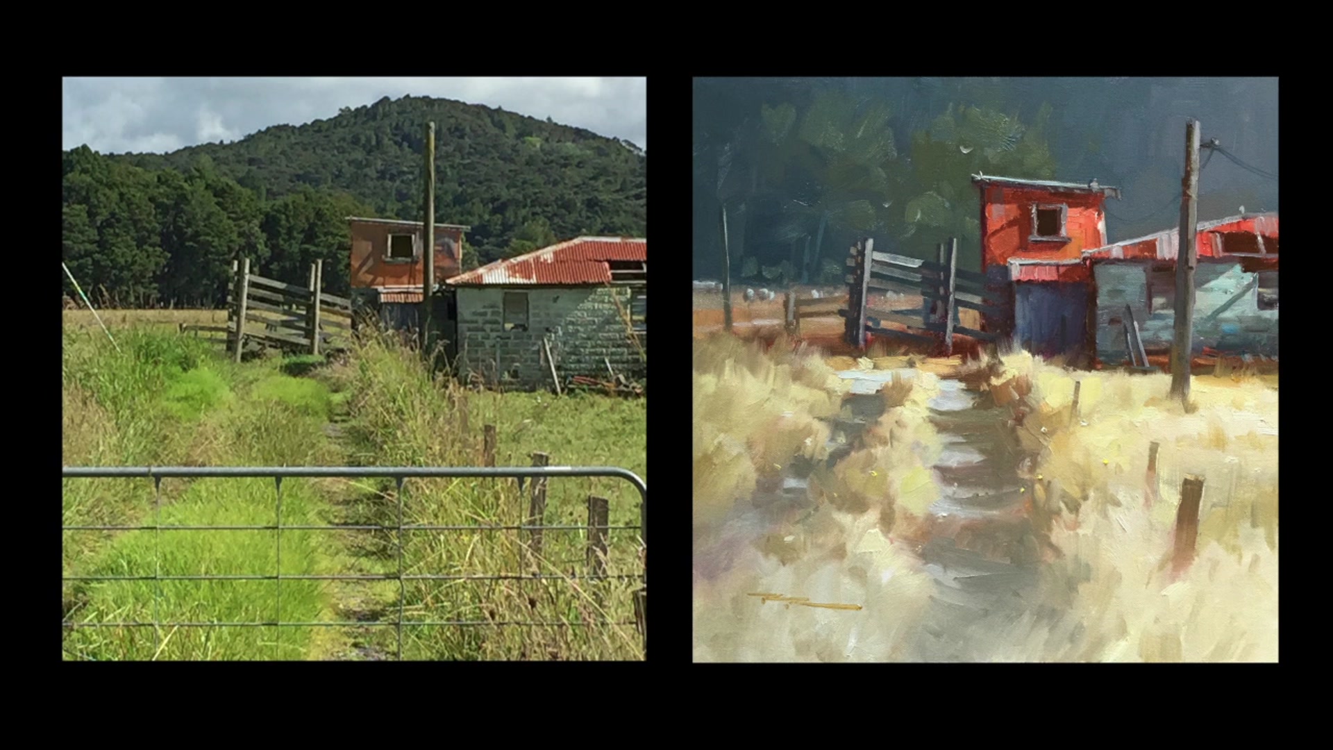 Step 1 — Materials and Initial Sketch (video frame from the lesson)