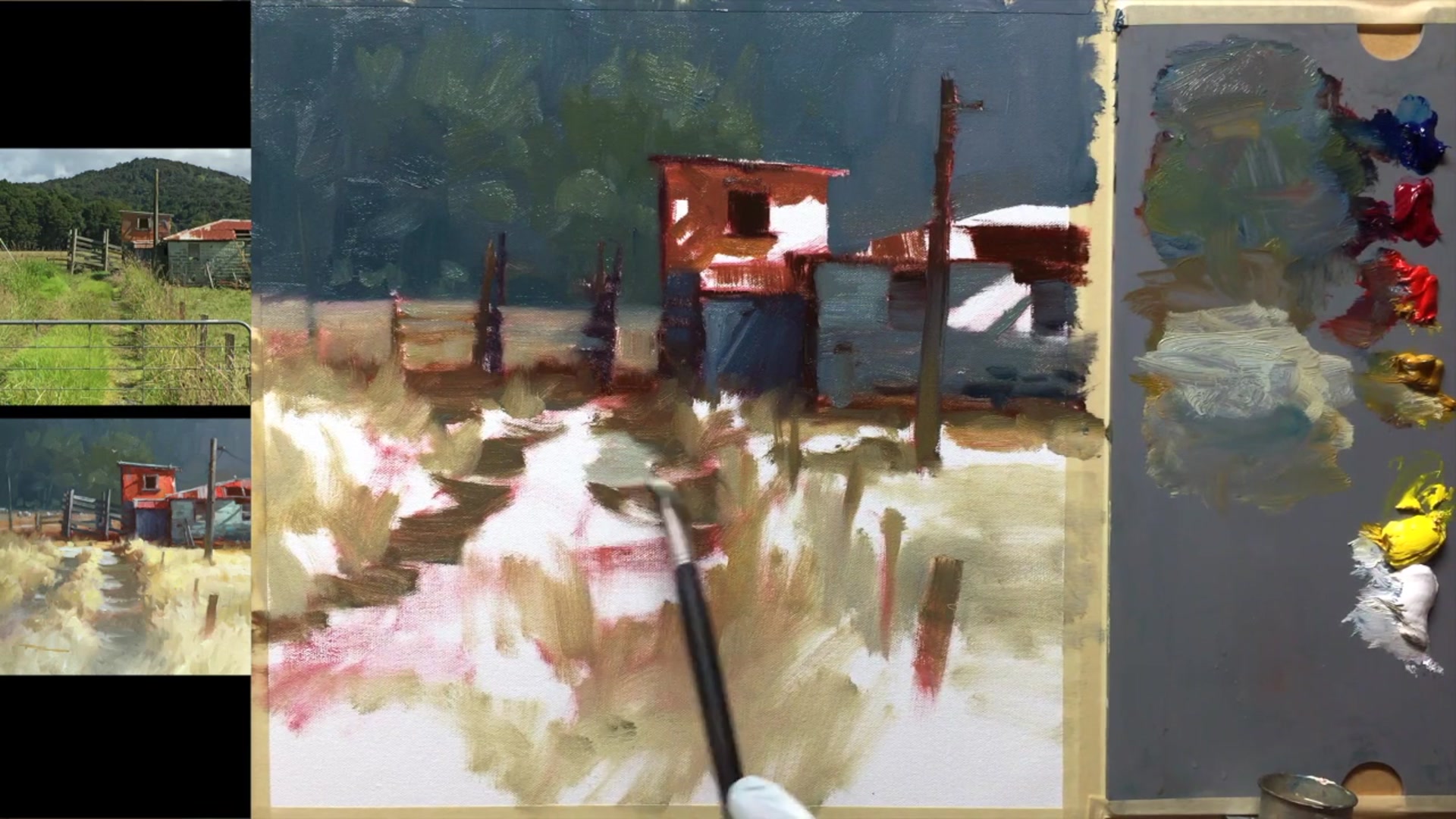 Step 11 — Painting the Road (video frame from the lesson)