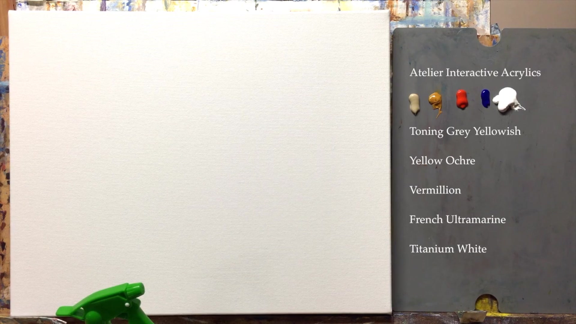 Step 1 — Toning the canvas (video frame from the lesson)