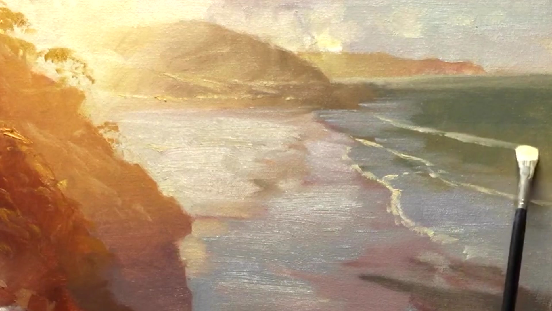 Step 29 — Applying impasto highlights (video frame from the lesson)