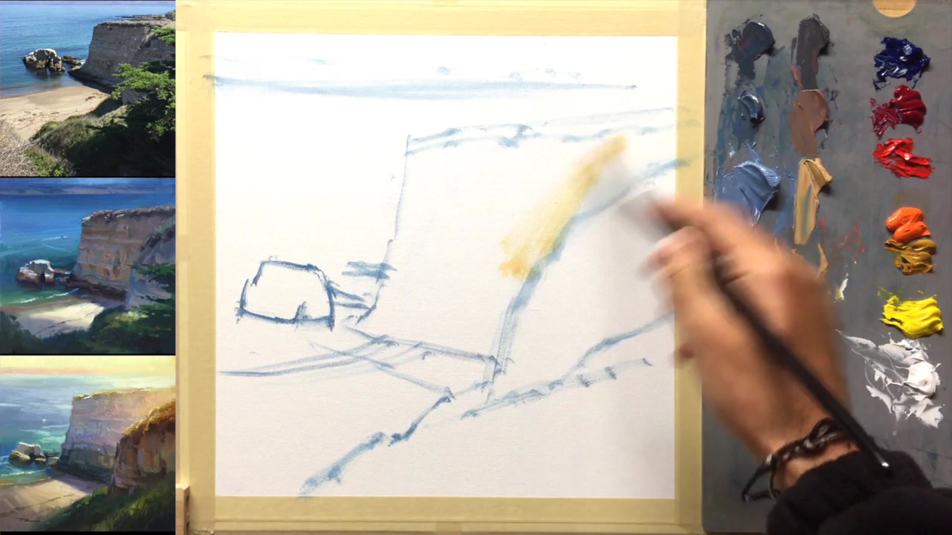 Step 5 — Applying walnut oil for sun glow (video frame from the lesson)