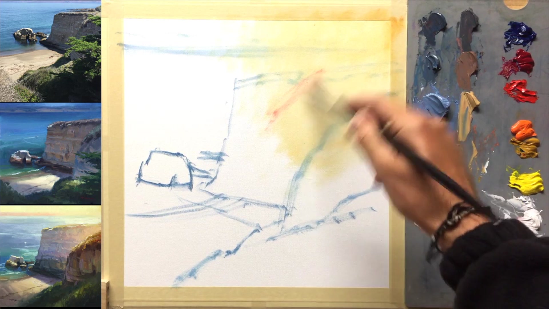 Step 6 — Painting the glowing effect (video frame from the lesson)