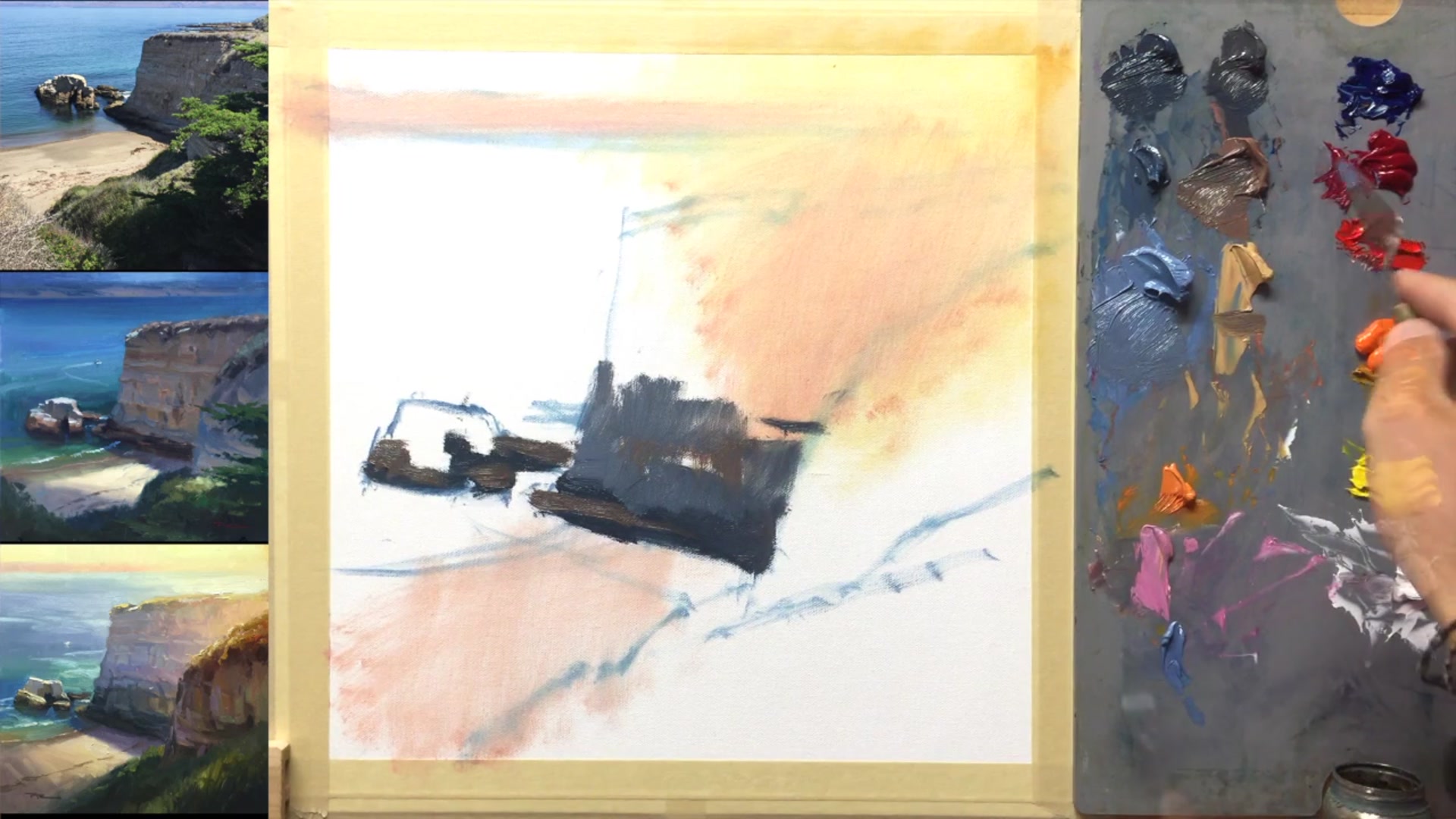 Step 9 — Mixing and applying color modifiers (video frame from the lesson)