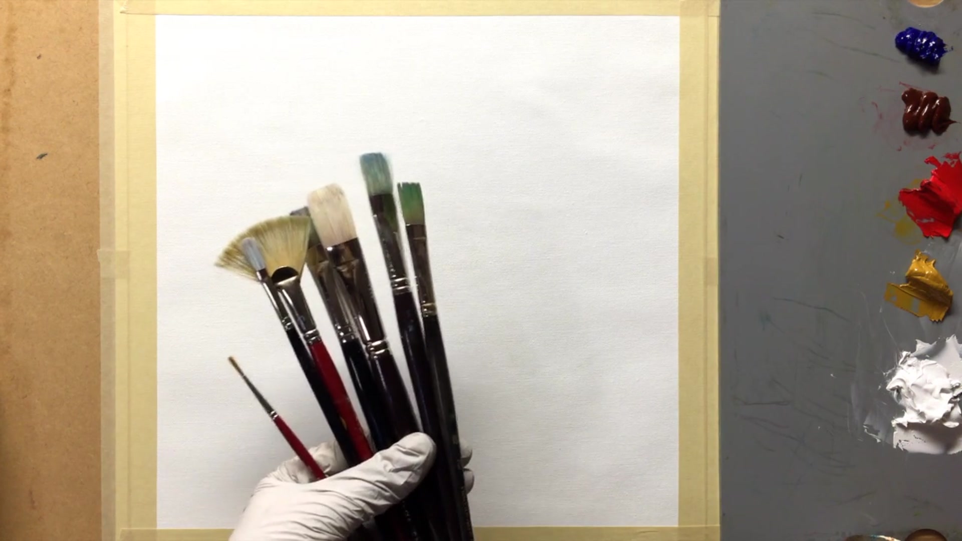 Step 1 — Materials and Palette (video frame from the lesson)