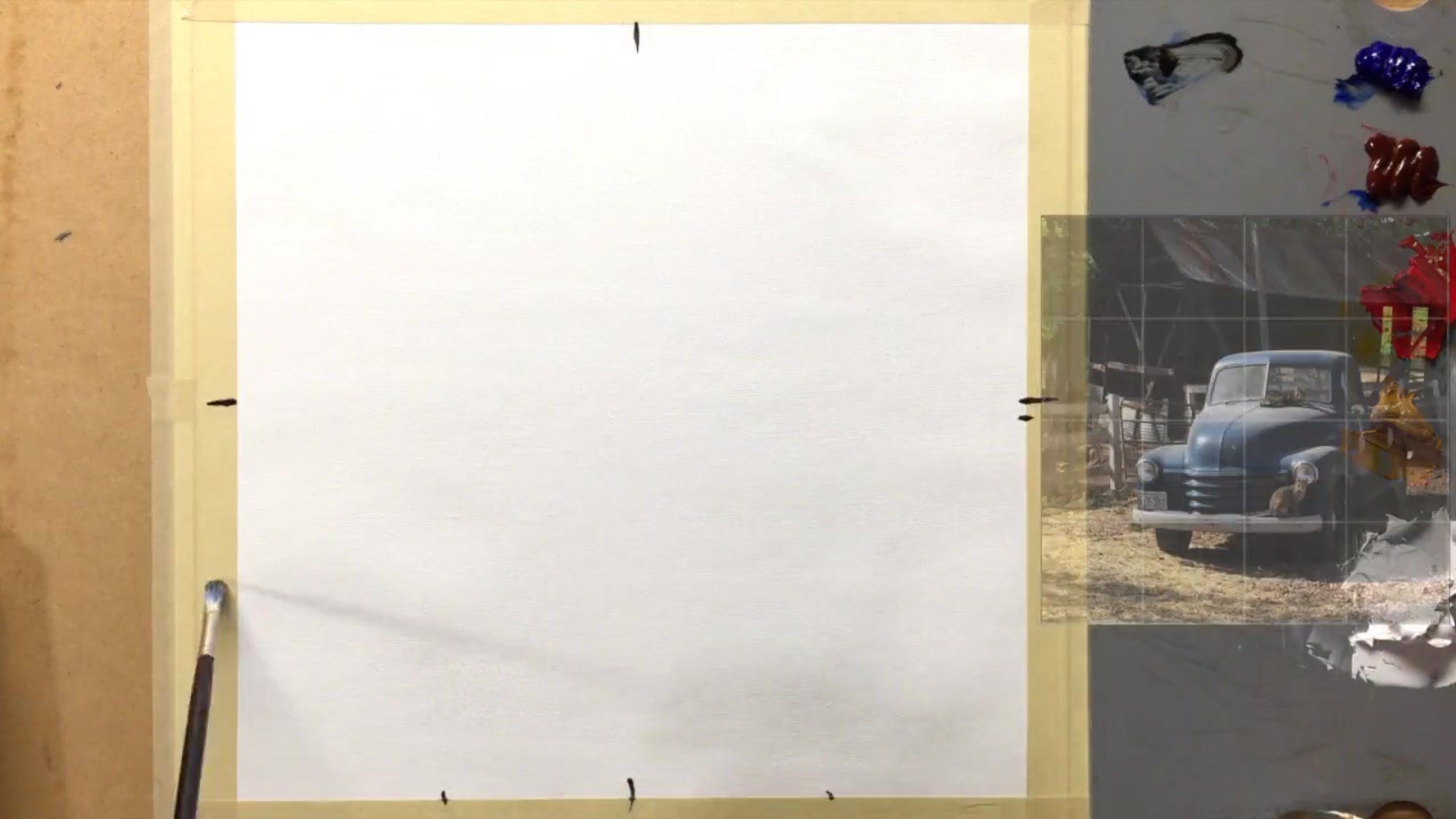Step 2 — Grid Transfer Method (video frame from the lesson)