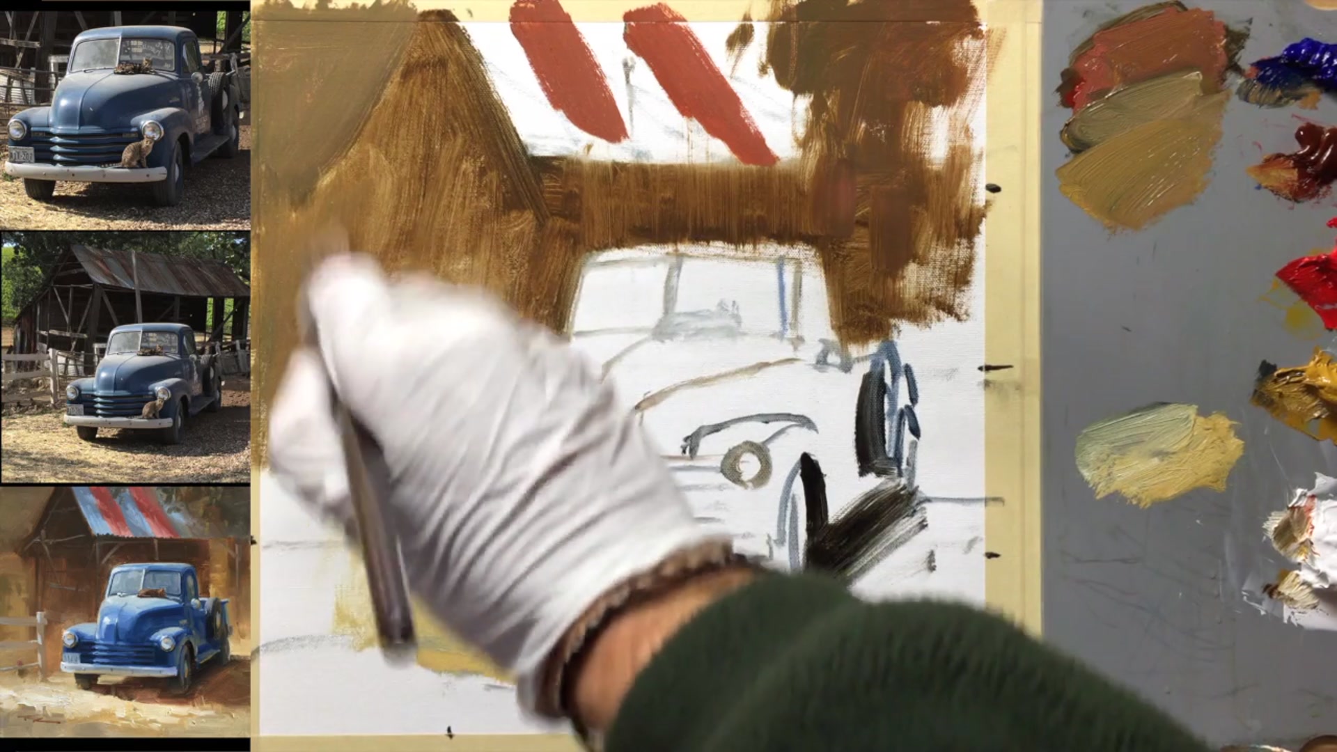 Step 10 — Gradation and Blending in Background (video frame from the lesson)