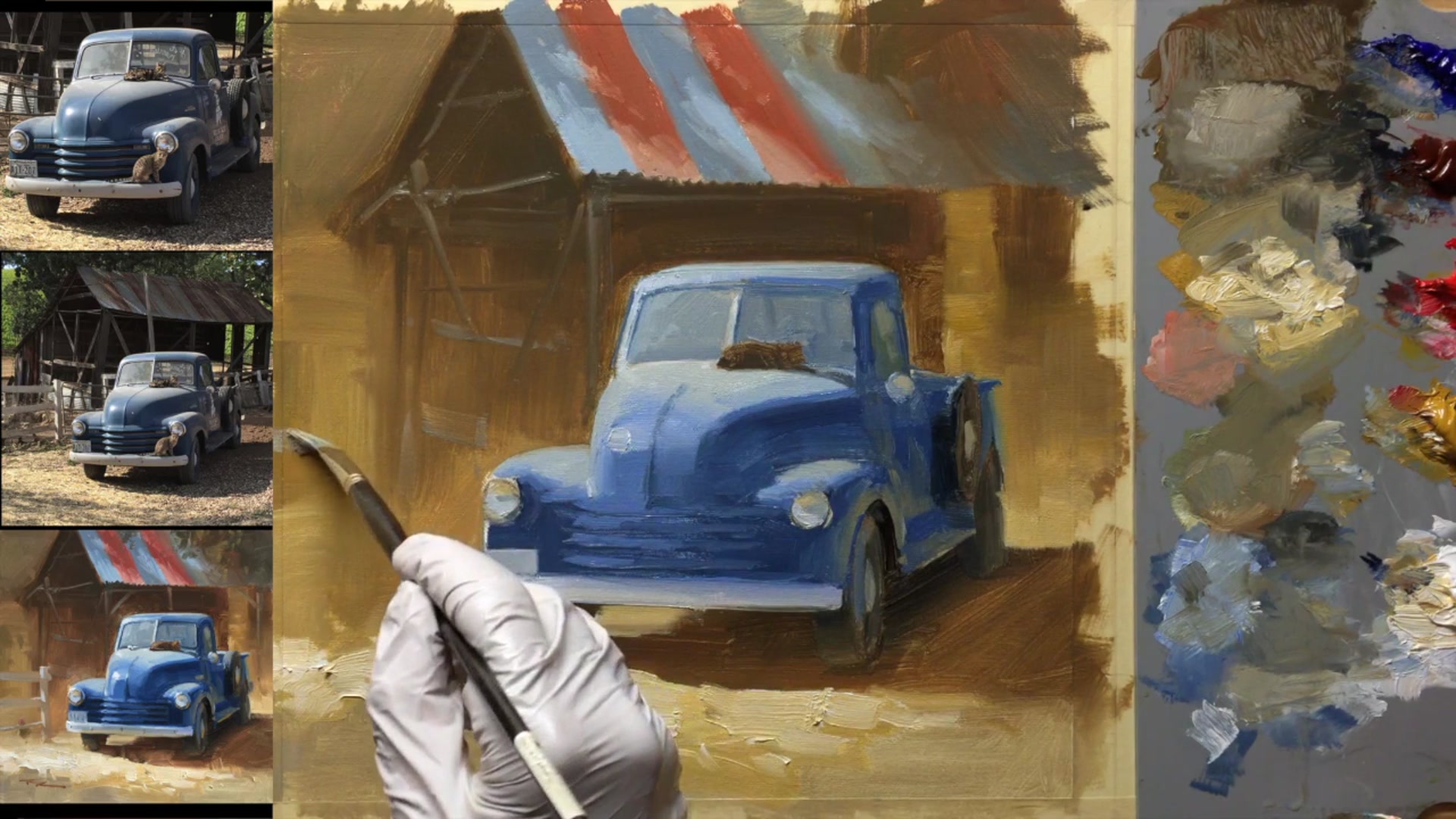 Step 23 — Foreground Details and Cat (video frame from the lesson)