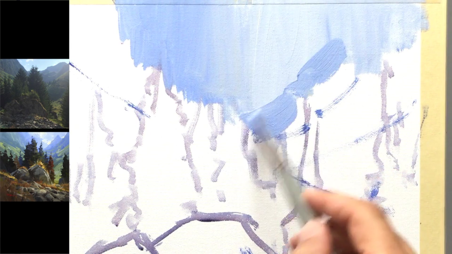 Step 4 — Blocking in the Mountains (video frame from the lesson)