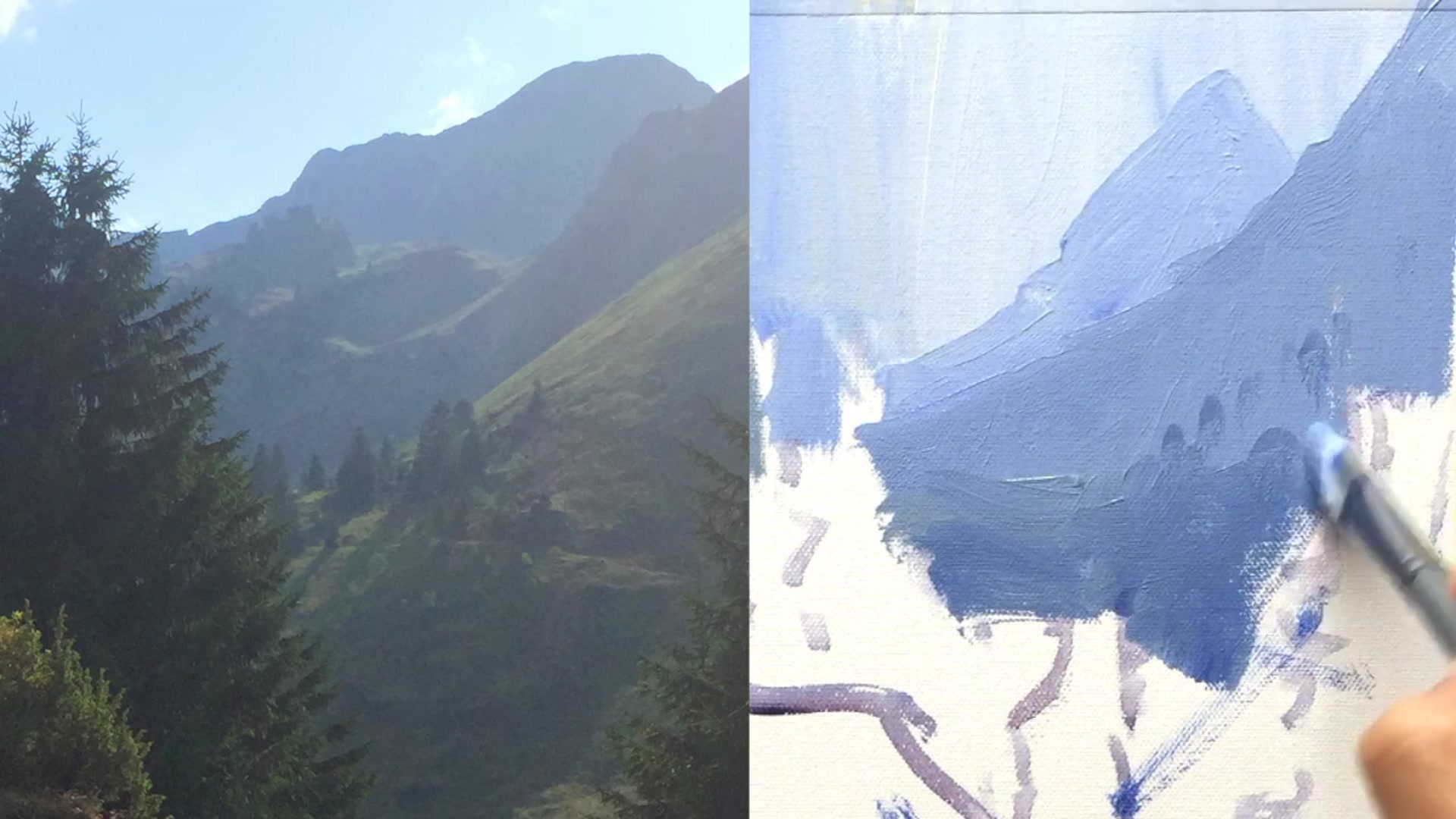Step 5 — Adding Details to the Landscape (video frame from the lesson)