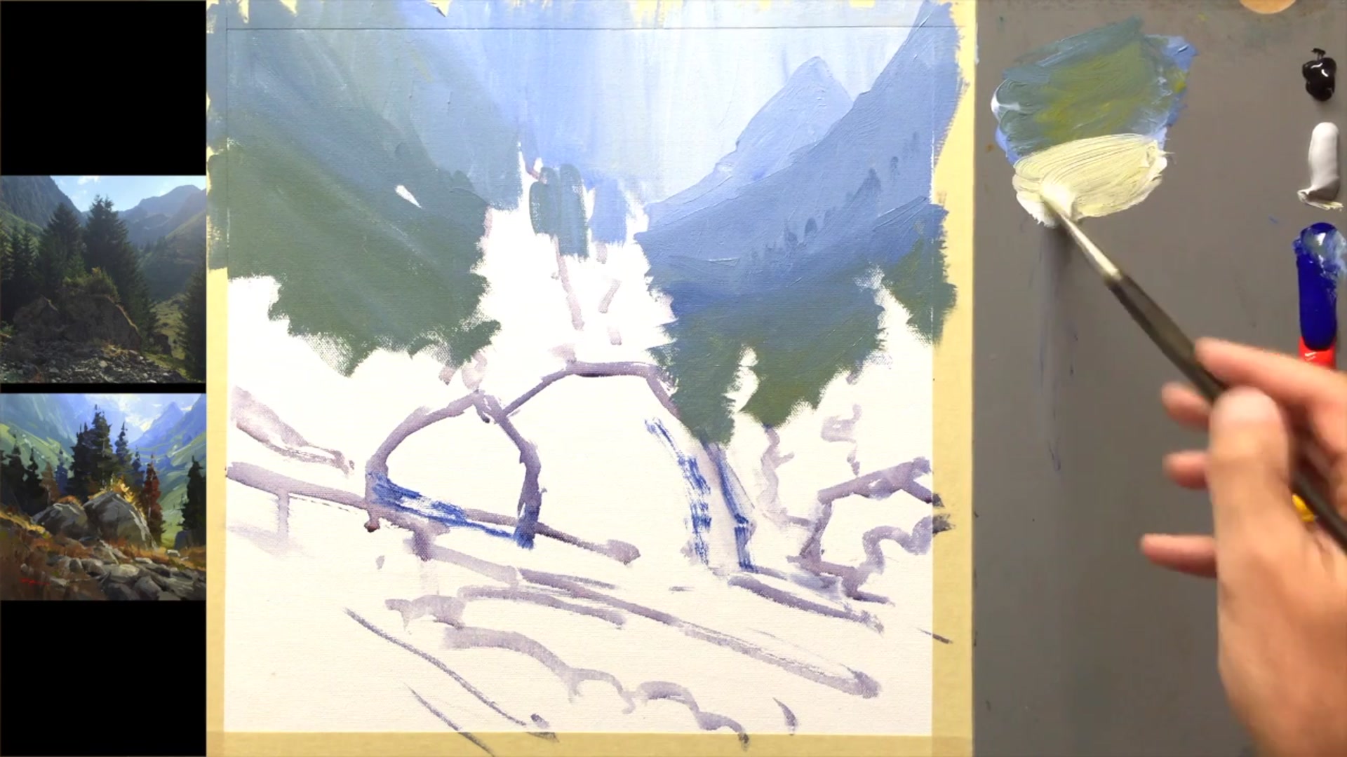Step 6 — Mixing and Applying Light Colors (video frame from the lesson)