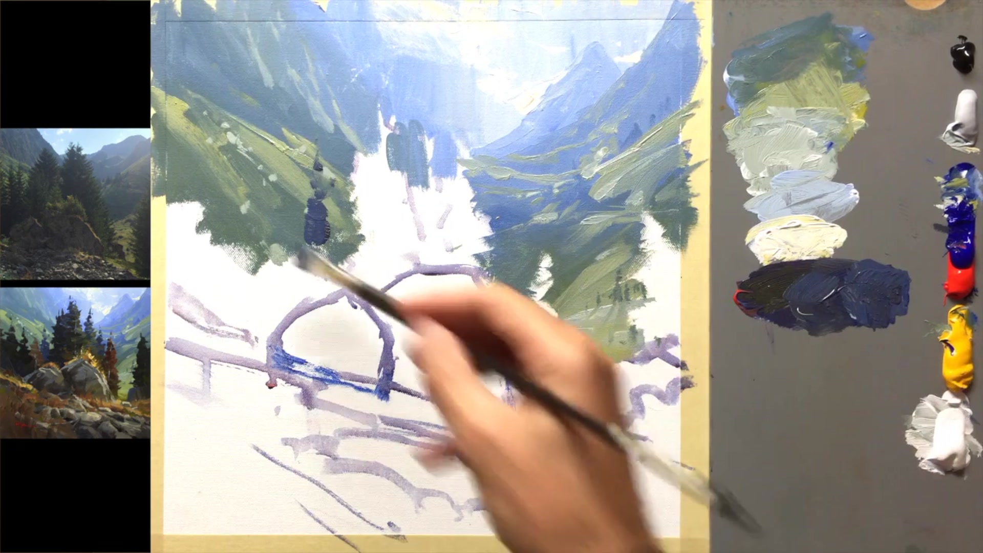 Step 10 — Painting Trees with Depth (video frame from the lesson)