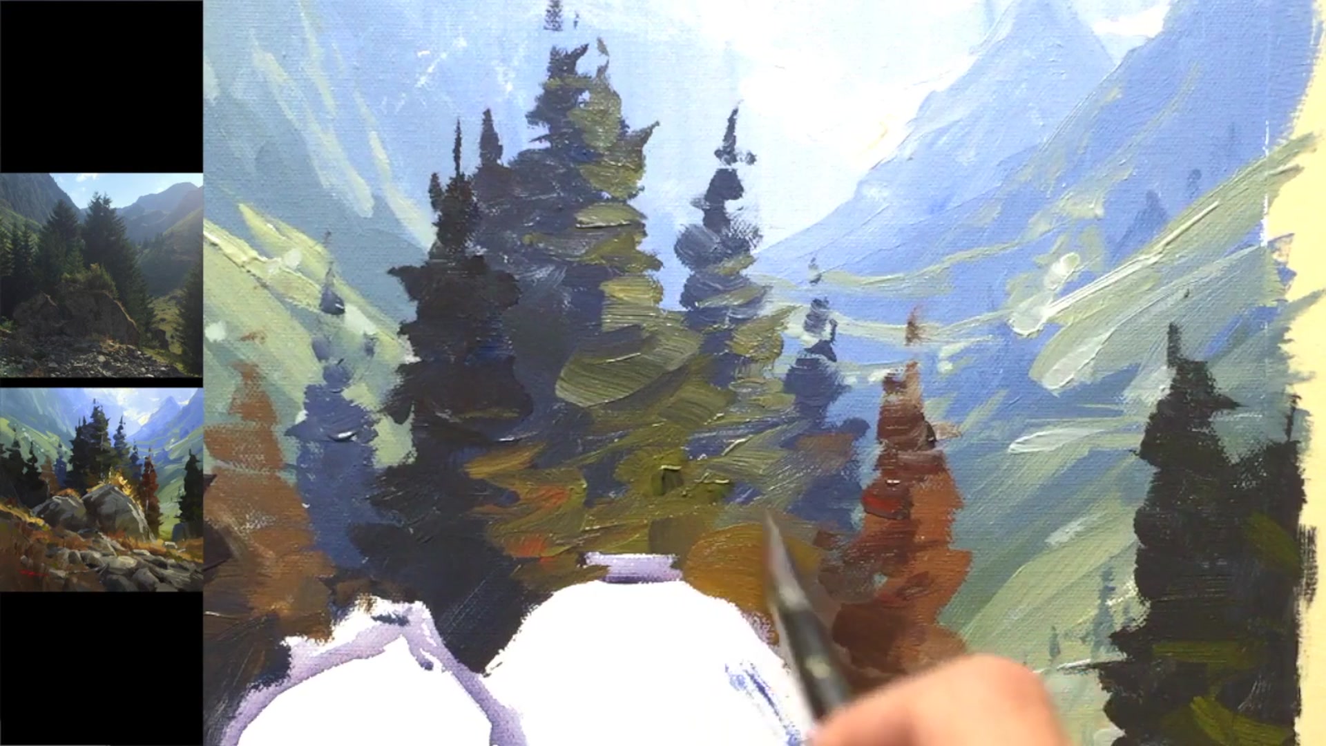 Step 12 — Painting Grasses and Textures (video frame from the lesson)