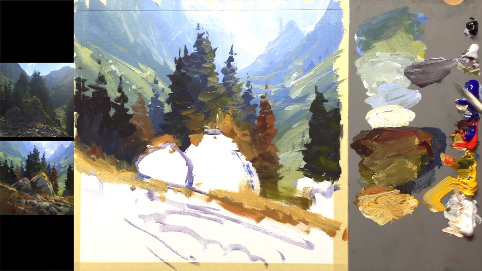 Step 13 — Mixing and Applying Rock Colors (video frame from the lesson)