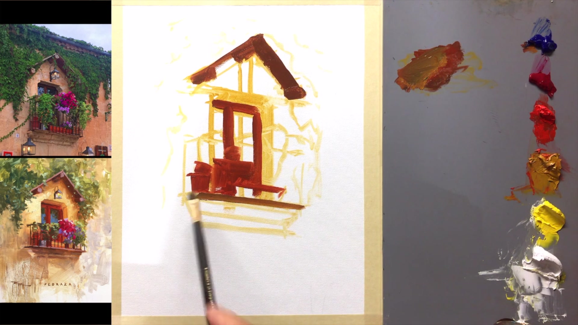 Step 6 — Shadow and light edges (video frame from the lesson)