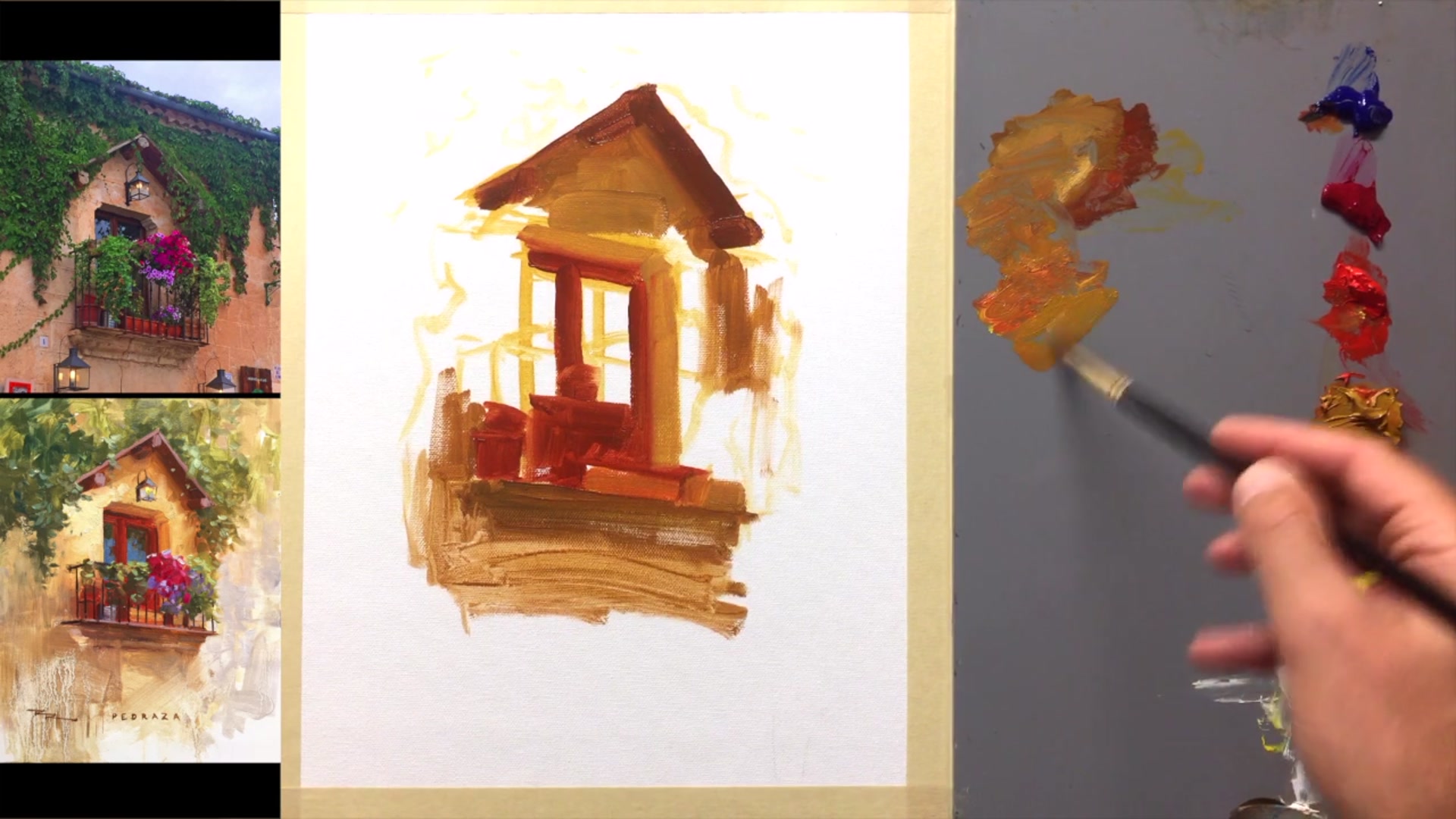 Step 7 — Creating texture with brushwork (video frame from the lesson)