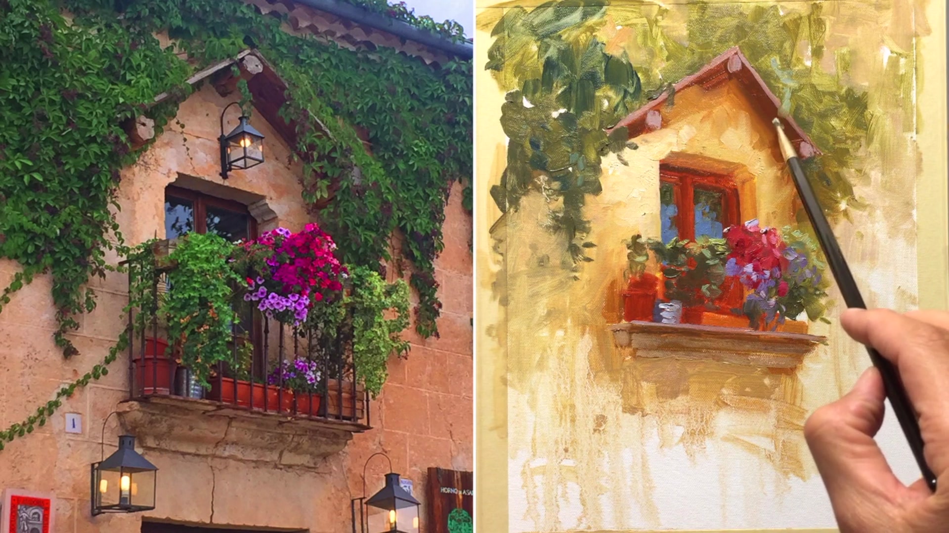 Step 15 — Foliage detailing (video frame from the lesson)