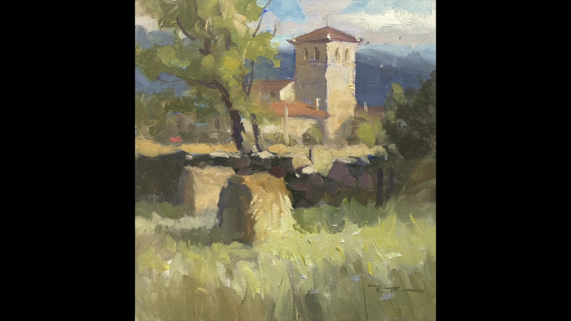 Step 1 — Initial Painting Approach (video frame from the lesson)