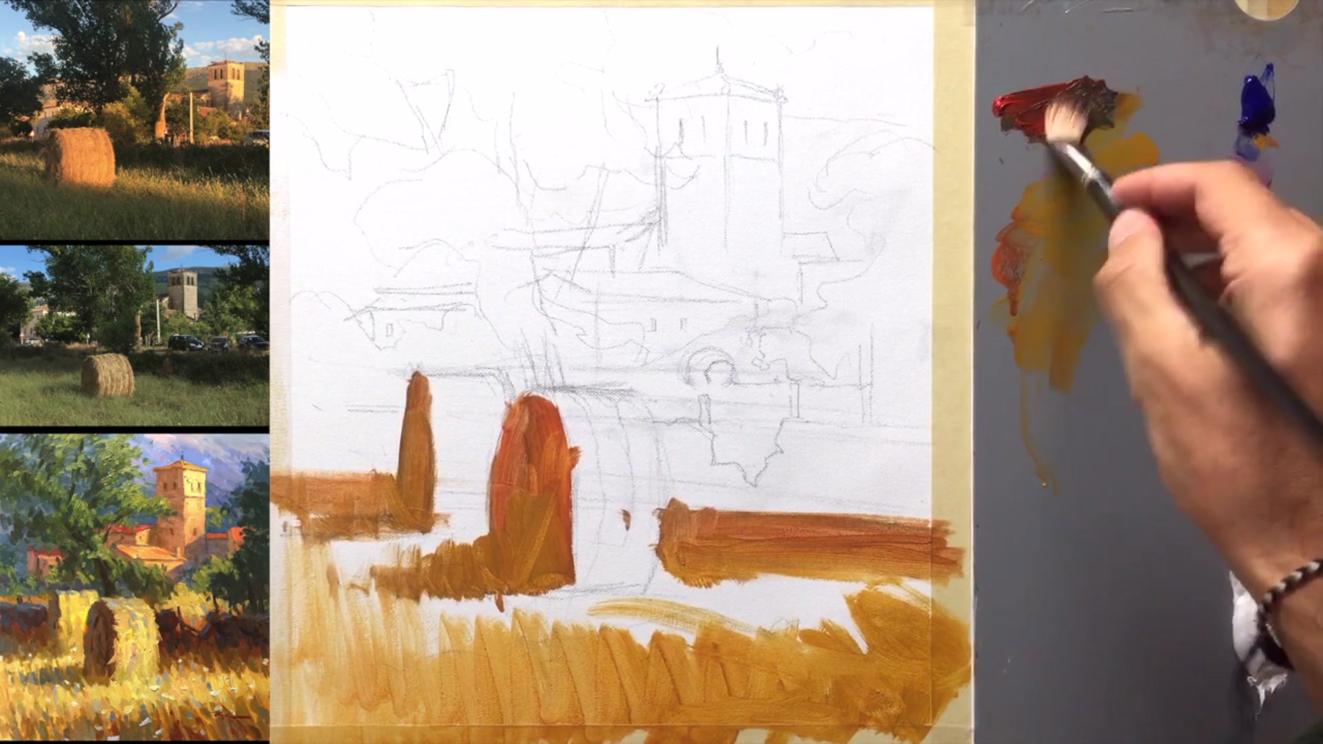 Step 8 — Mixing and Applying Shadow Colors (video frame from the lesson)