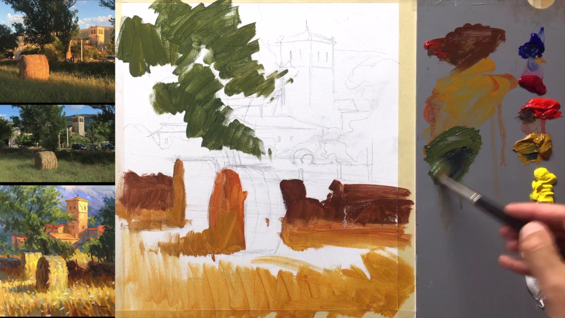 Step 9 — Foreground and Background Trees (video frame from the lesson)