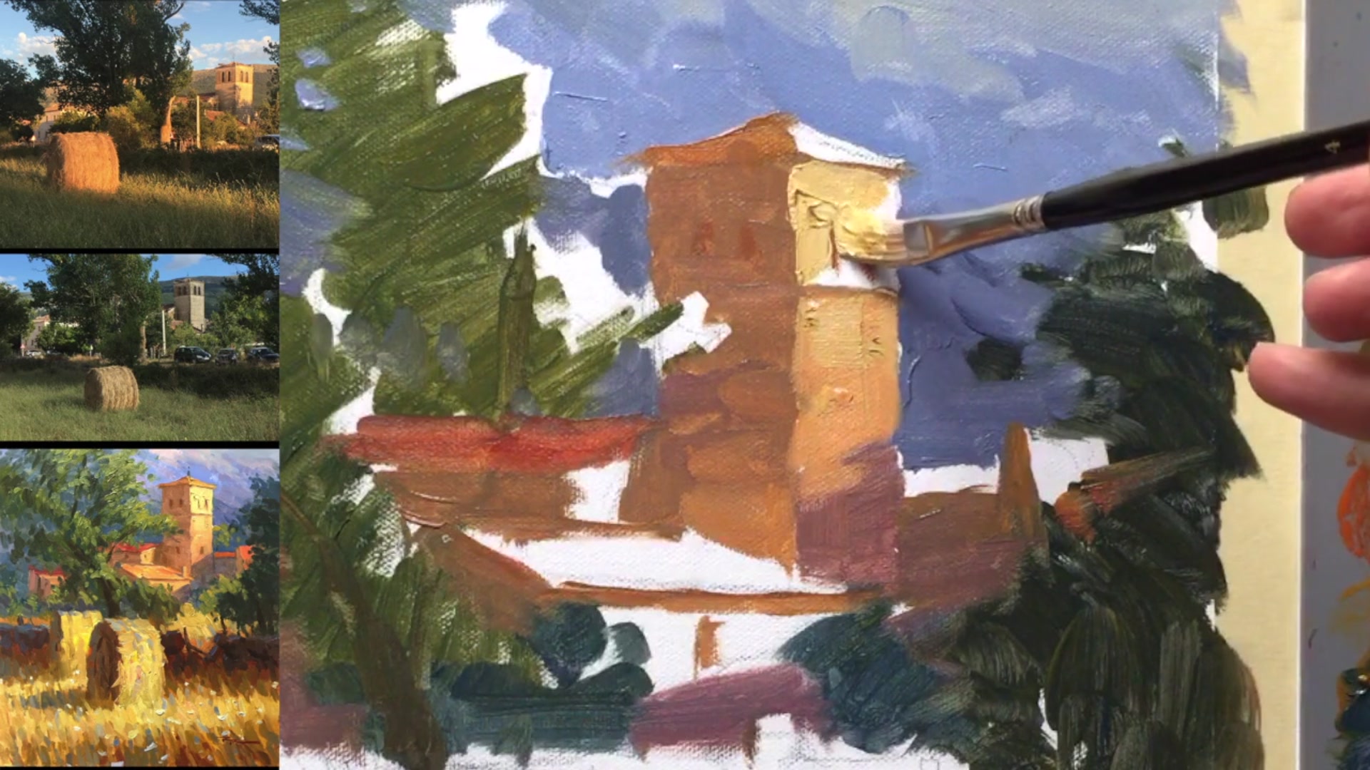 Step 14 — Refining Tower Edges (video frame from the lesson)