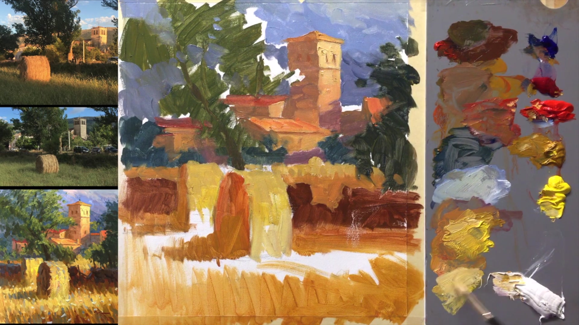 Step 16 — Grass and Background Simplification (video frame from the lesson)