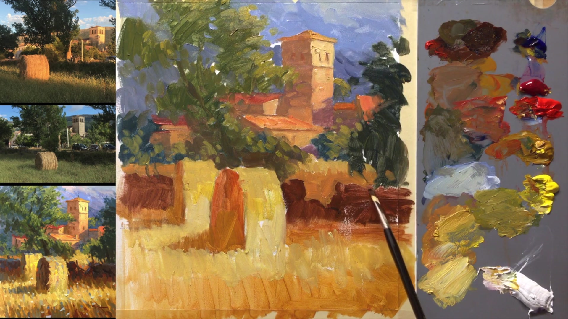 Step 20 — Painting Rock Wall Details (video frame from the lesson)