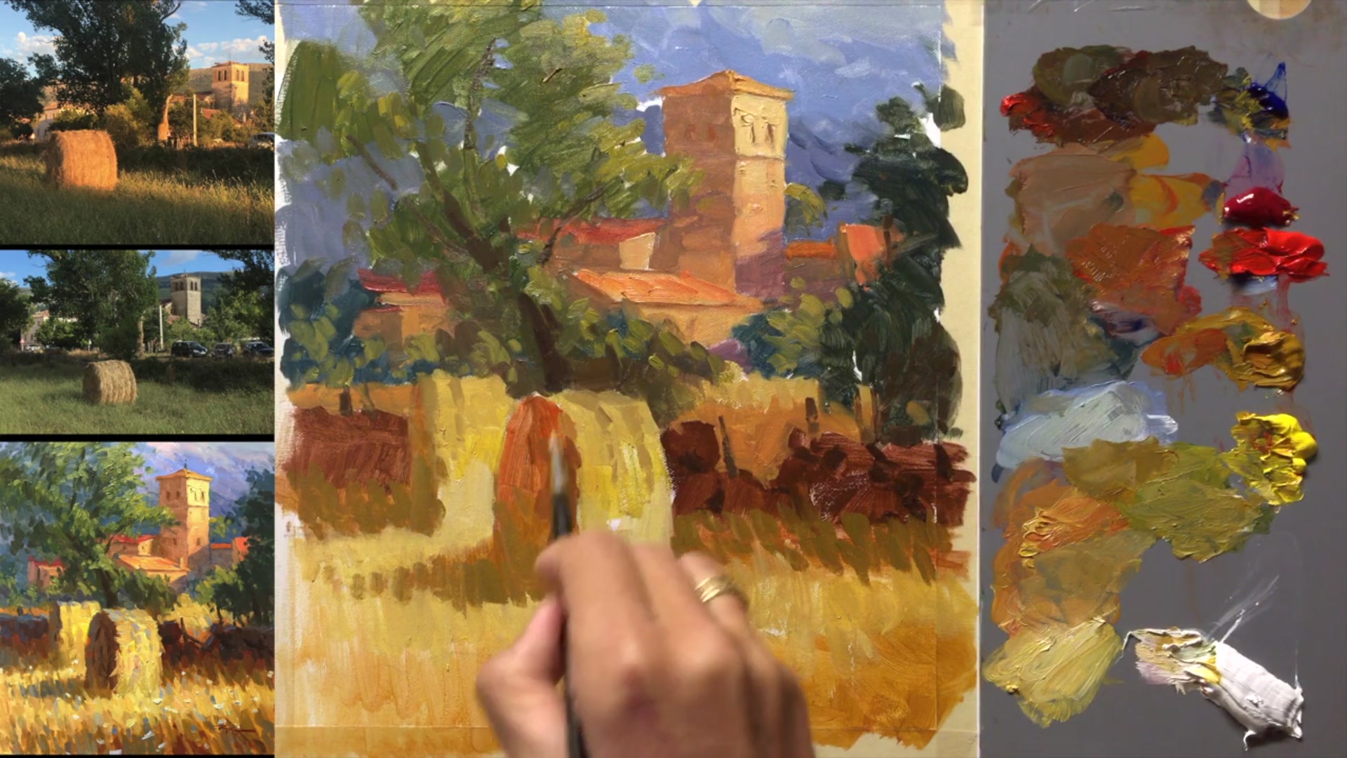 Step 22 — Hay Bale Details (video frame from the lesson)