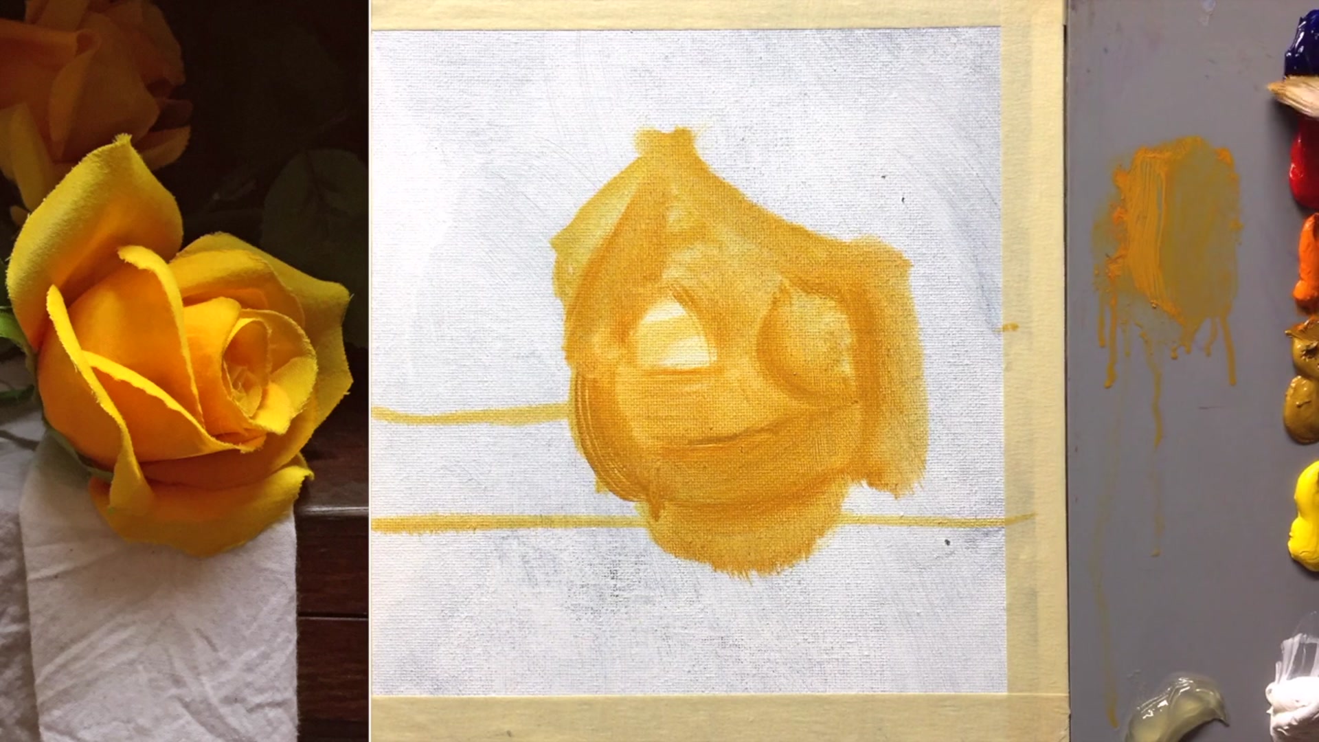 Step 6 — Painting the Background (video frame from the lesson)