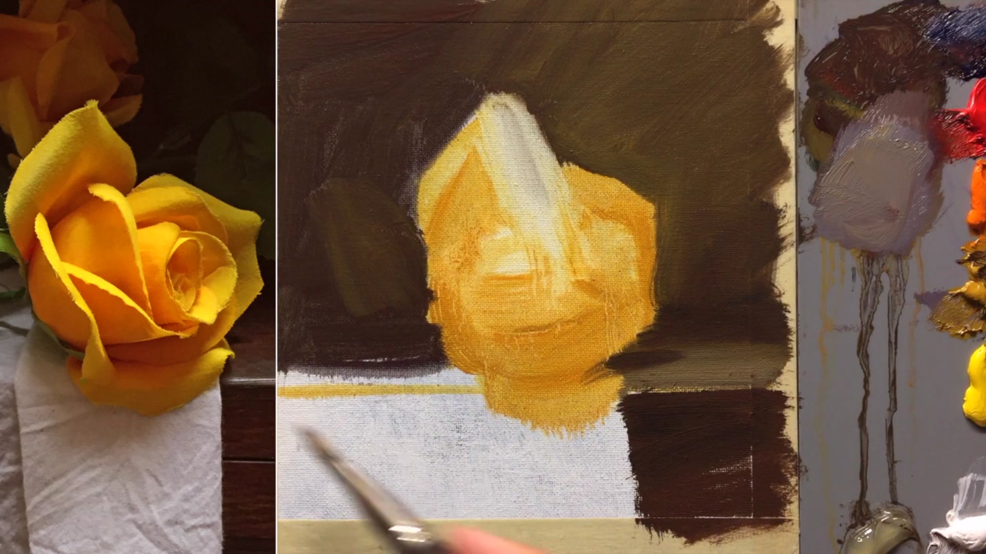 Step 7 — Blocking in the Rose (video frame from the lesson)