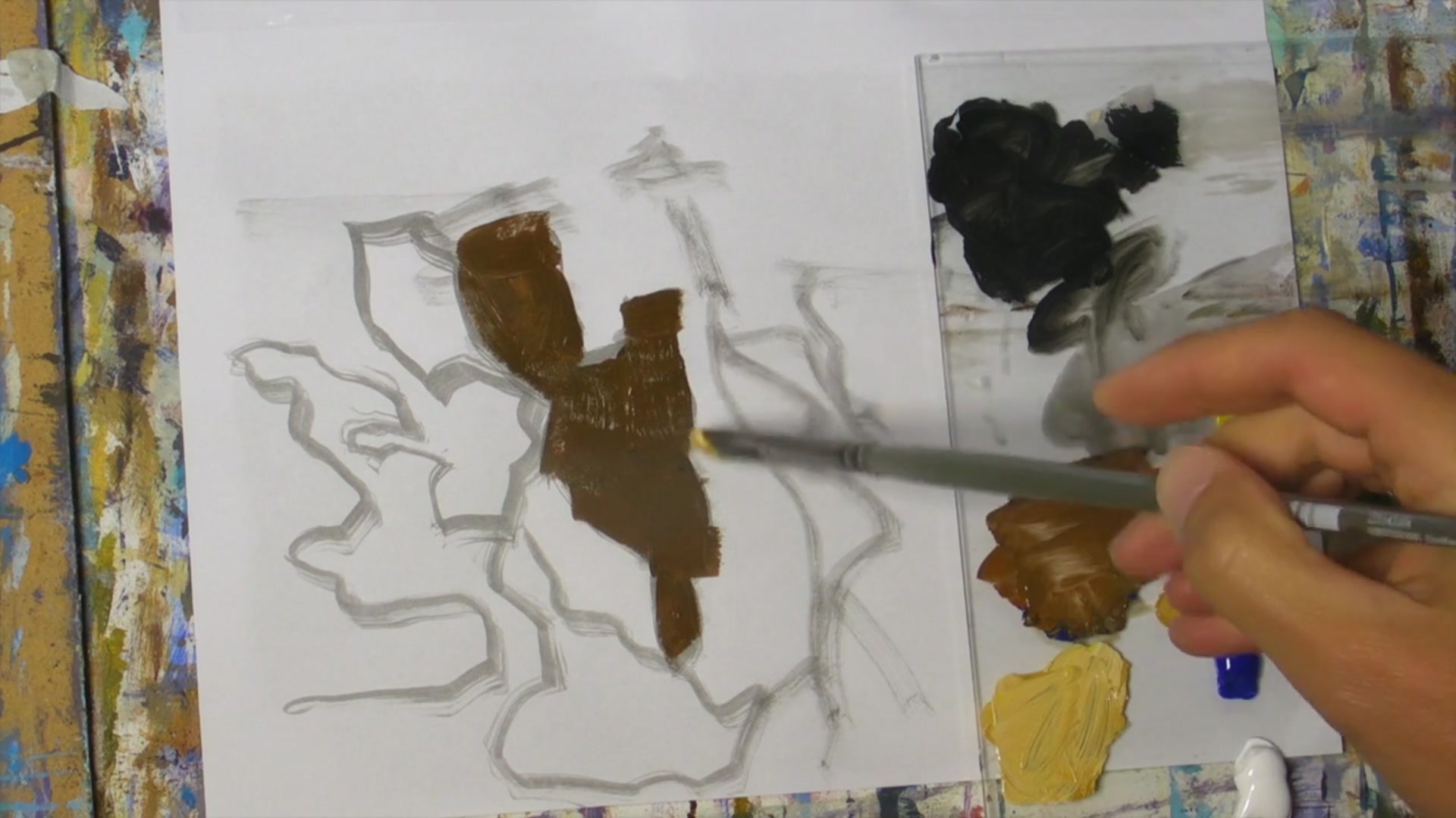 Step 3 — Mixing Colors for Light and Shadow (video frame from the lesson)