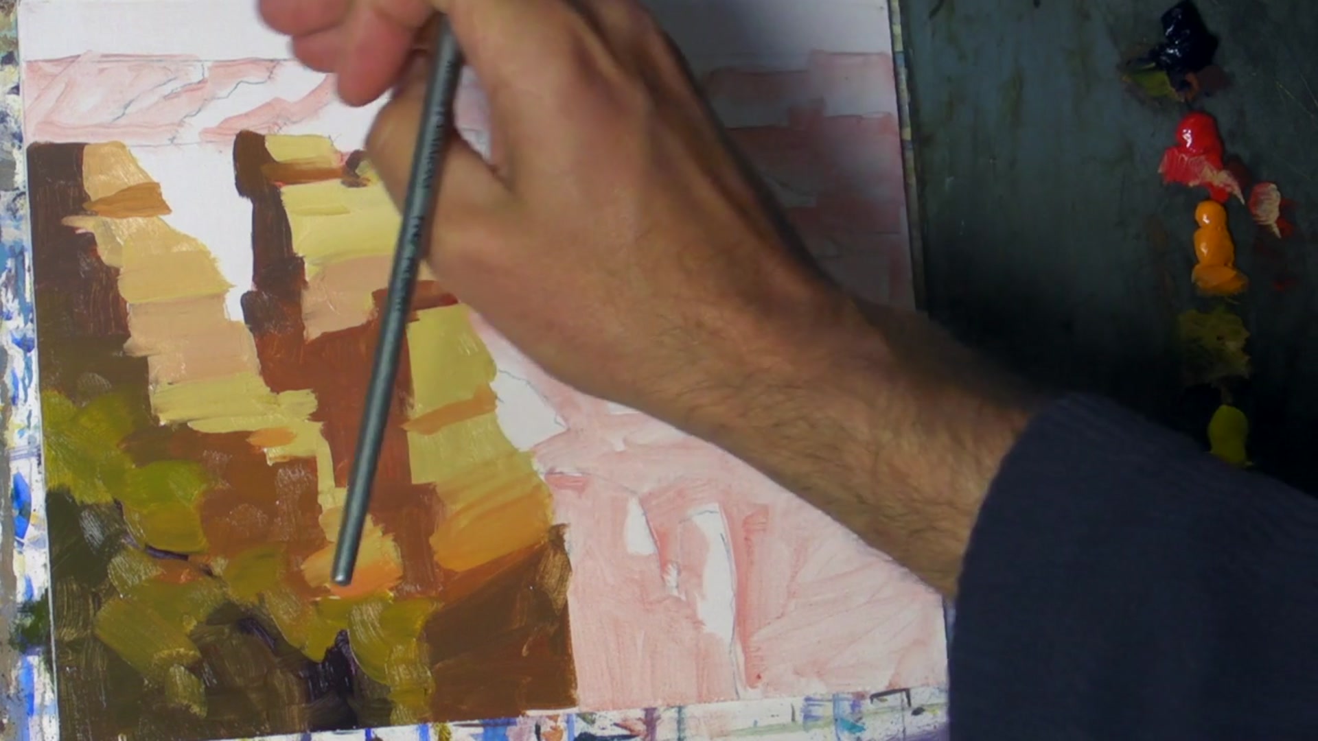 Step 8 — Background and Atmospheric Perspective (video frame from the lesson)