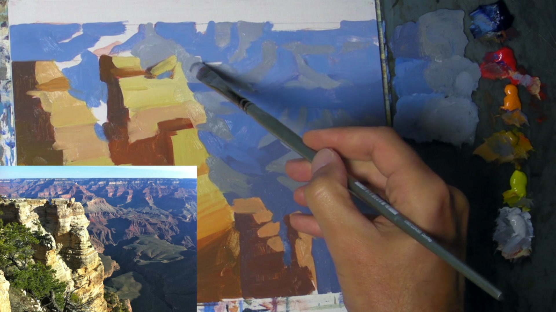 Step 9 — Adjusting Light and Shadow Values (video frame from the lesson)