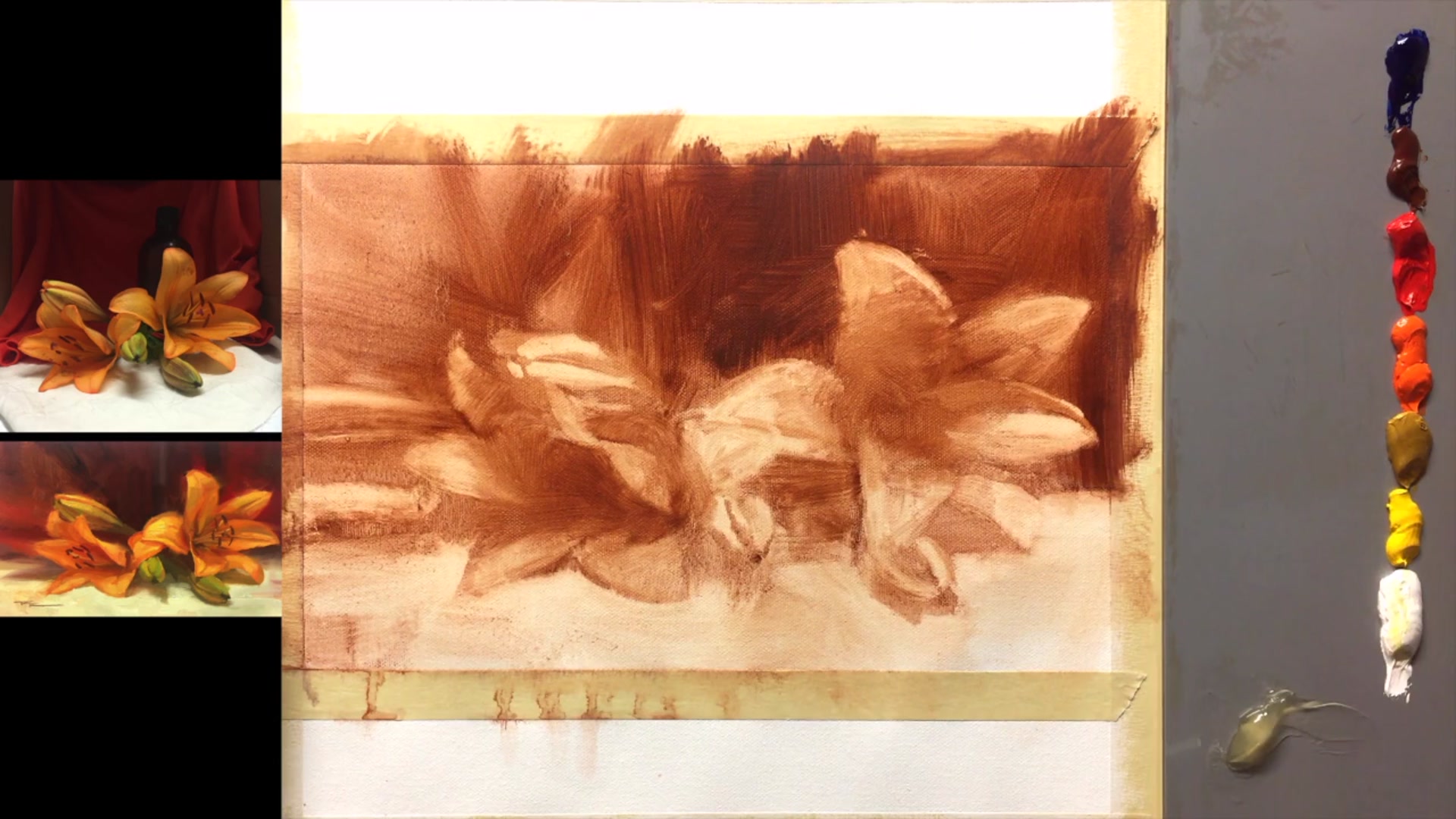 Step 9 — Starting with Large Brushes (video frame from the lesson)