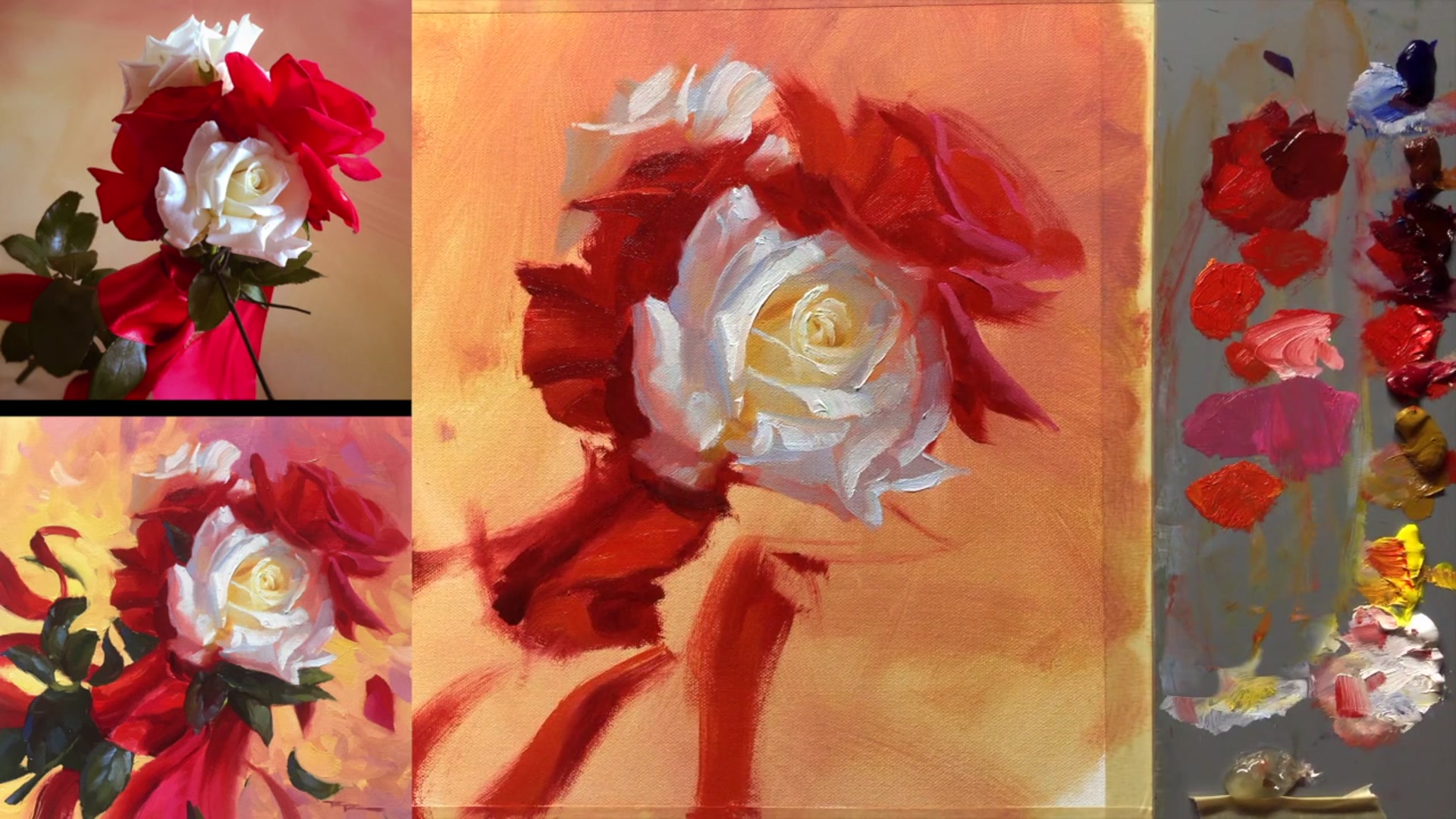 Step 9 — Painting Green Leaves (video frame from the lesson)