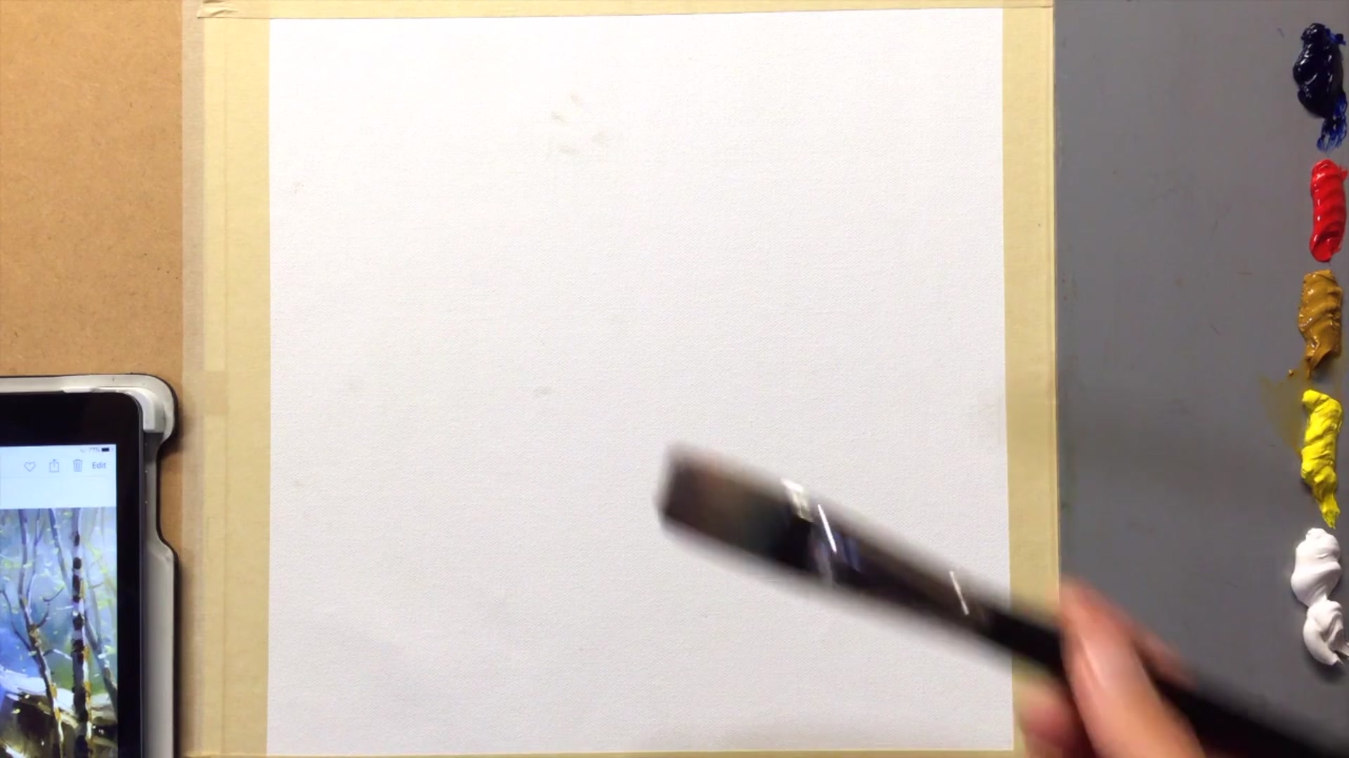 Step 3 — Initial Wash and Sketch (video frame from the lesson)