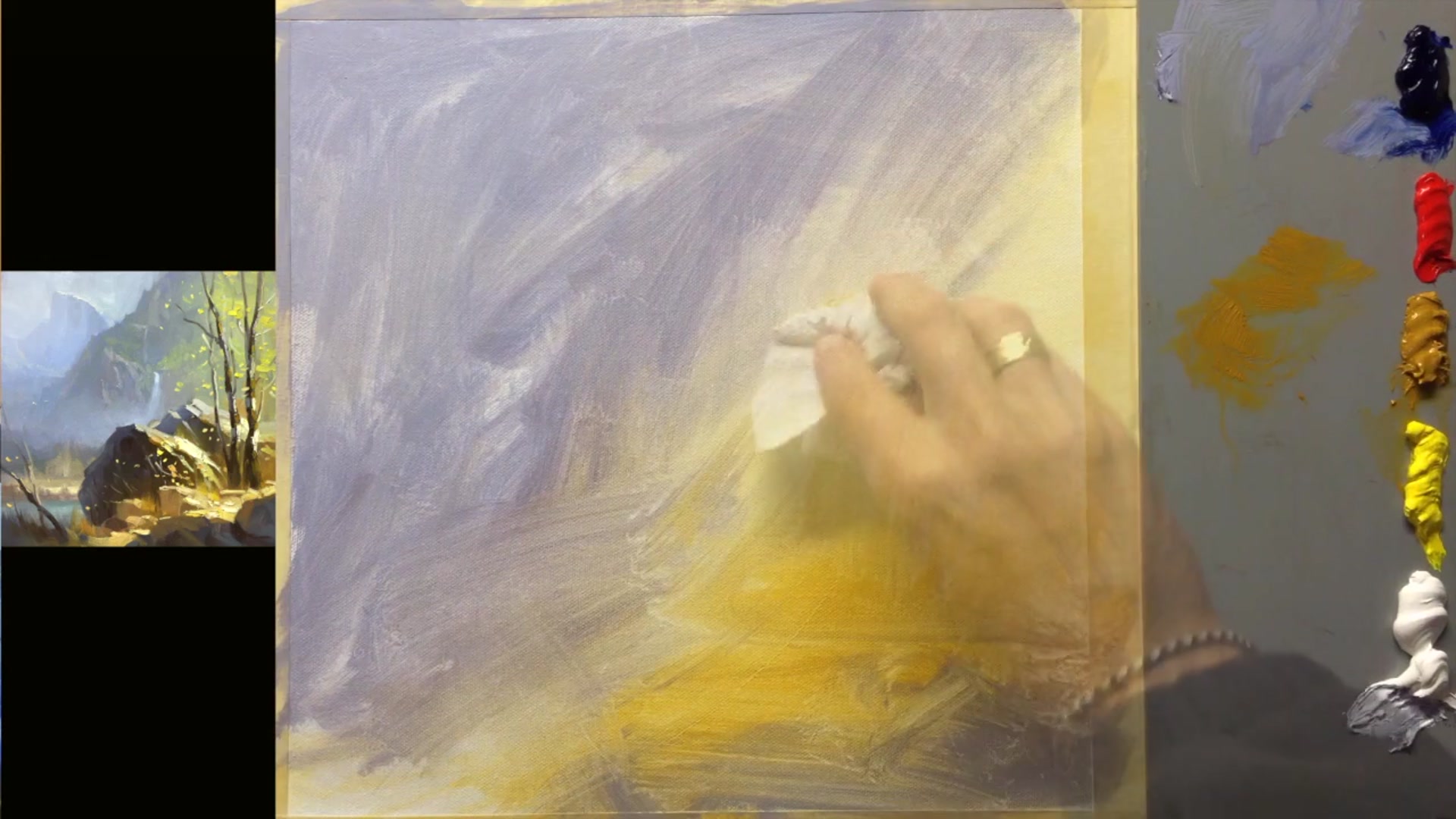 Step 4 — Background Painting Strategy (video frame from the lesson)