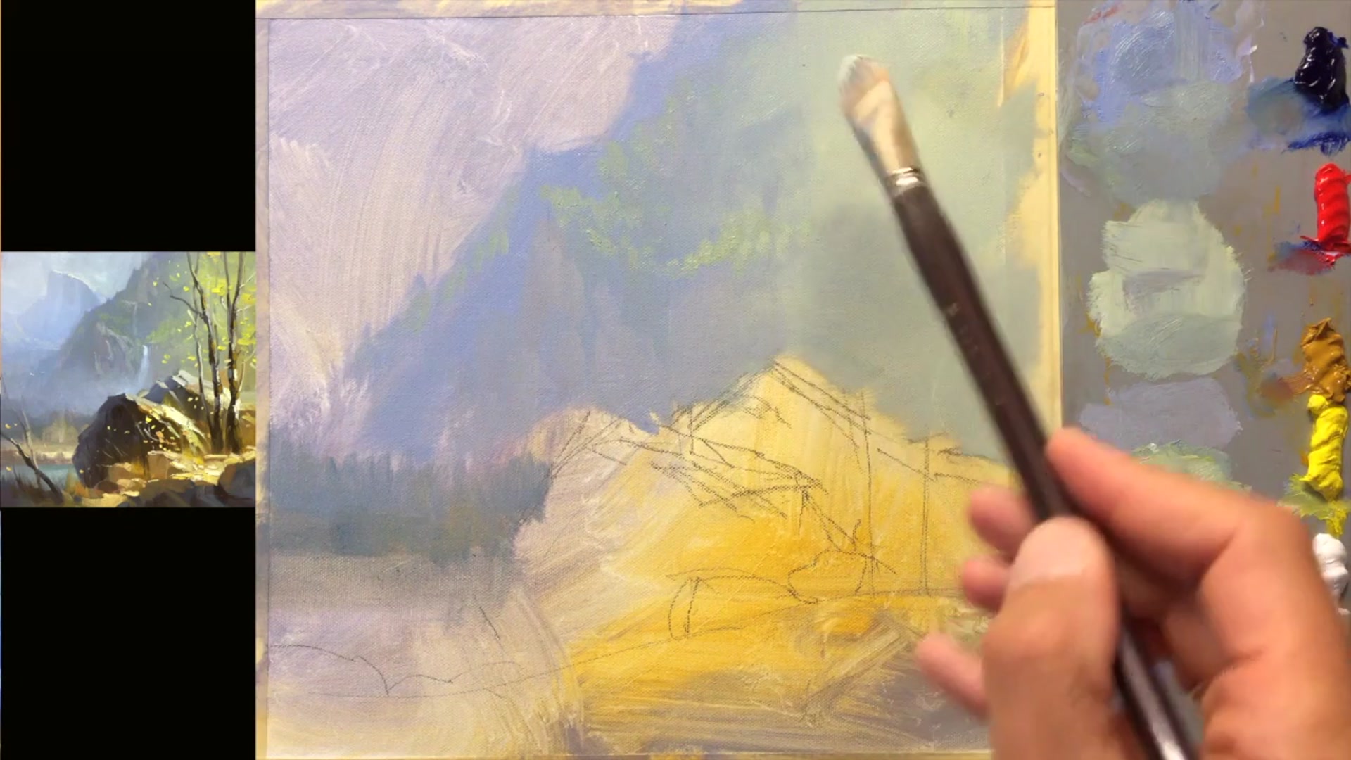 Step 10 — Background Softening and Detailing (video frame from the lesson)