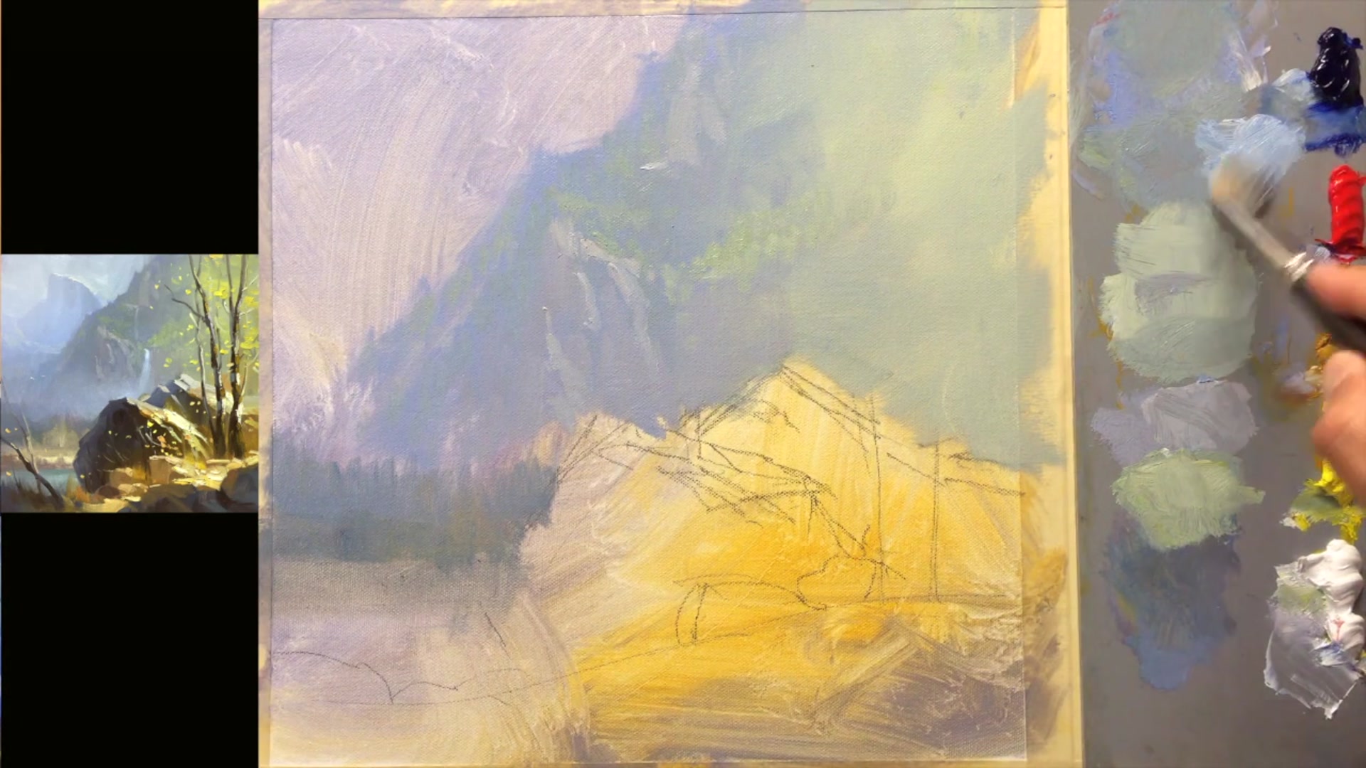 Step 11 — Waterfall and Mist Effects (video frame from the lesson)