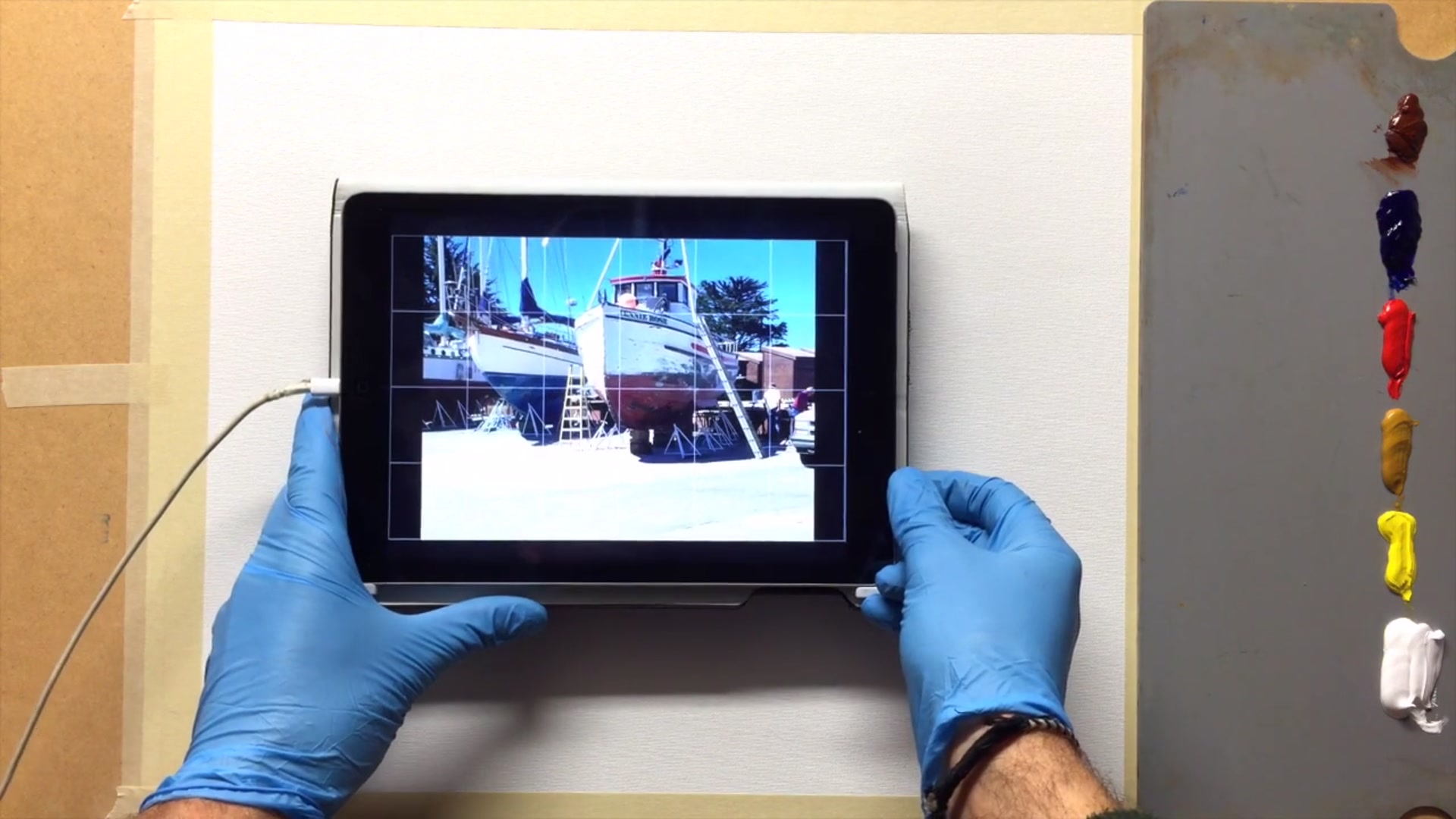 Step 1 — Sketching and drawing techniques (video frame from the lesson)