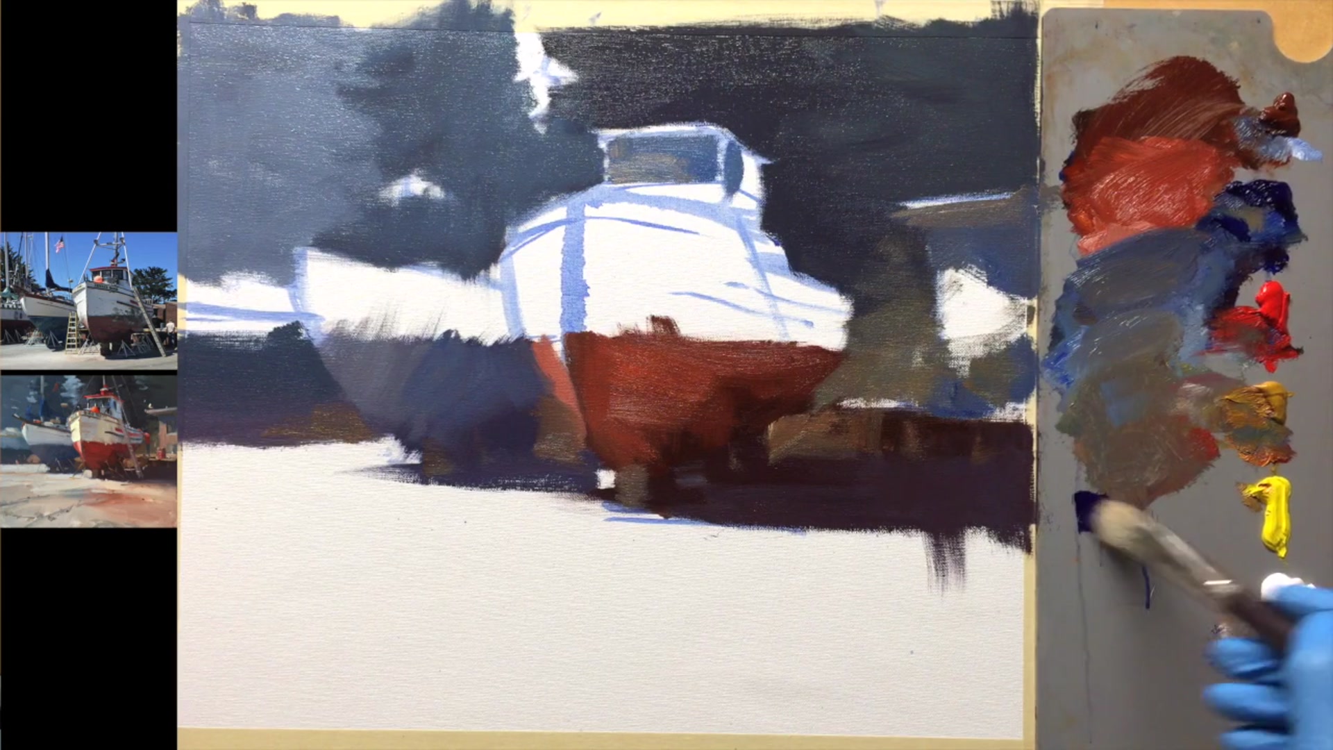 Step 6 — Adjusting greys and adding details (video frame from the lesson)