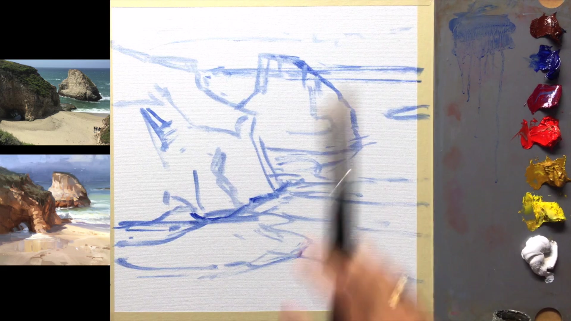 Step 3 — Dark to Light Technique (video frame from the lesson)