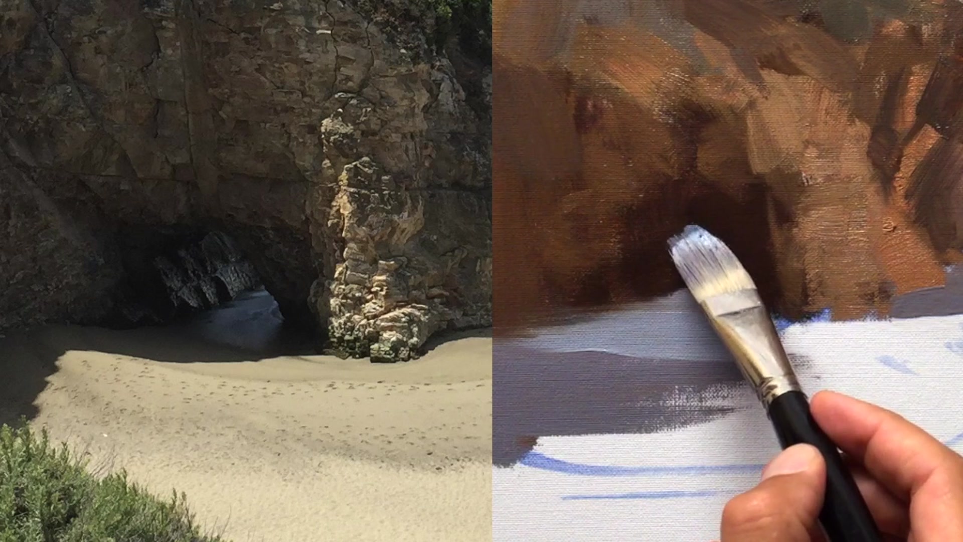 Step 8 — Cave and Foam Details (video frame from the lesson)